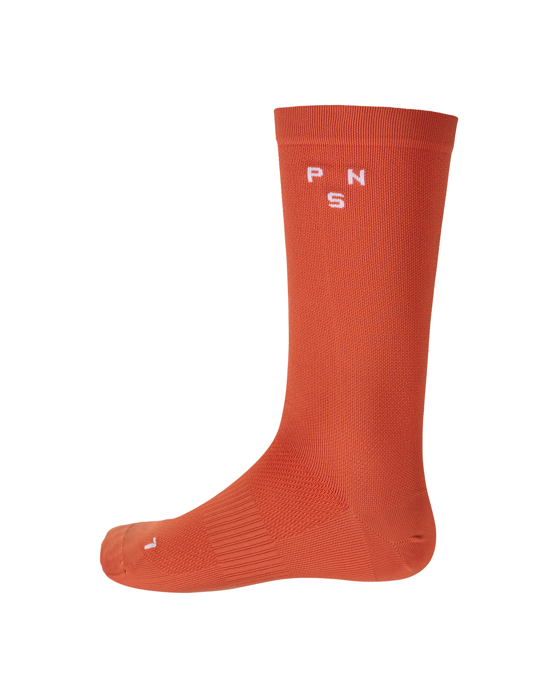 Orange Essential Race cycling socks, side view with white logo lettering