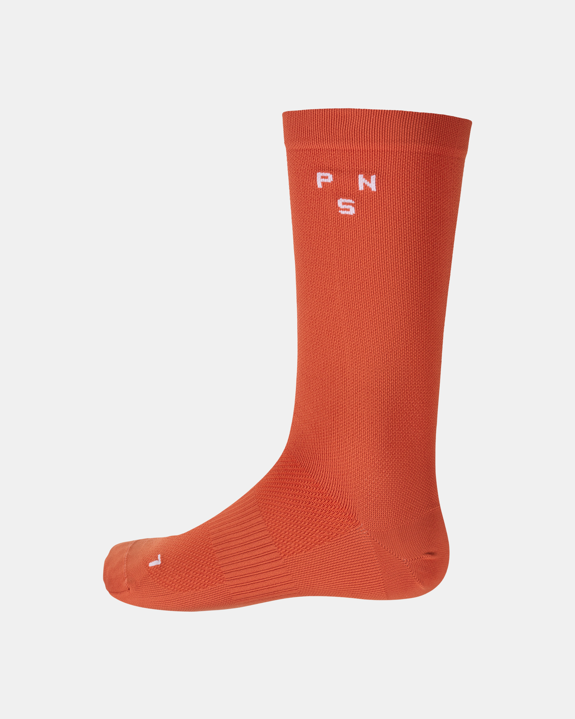 Orange Essential Race cycling socks, side view with white logo lettering