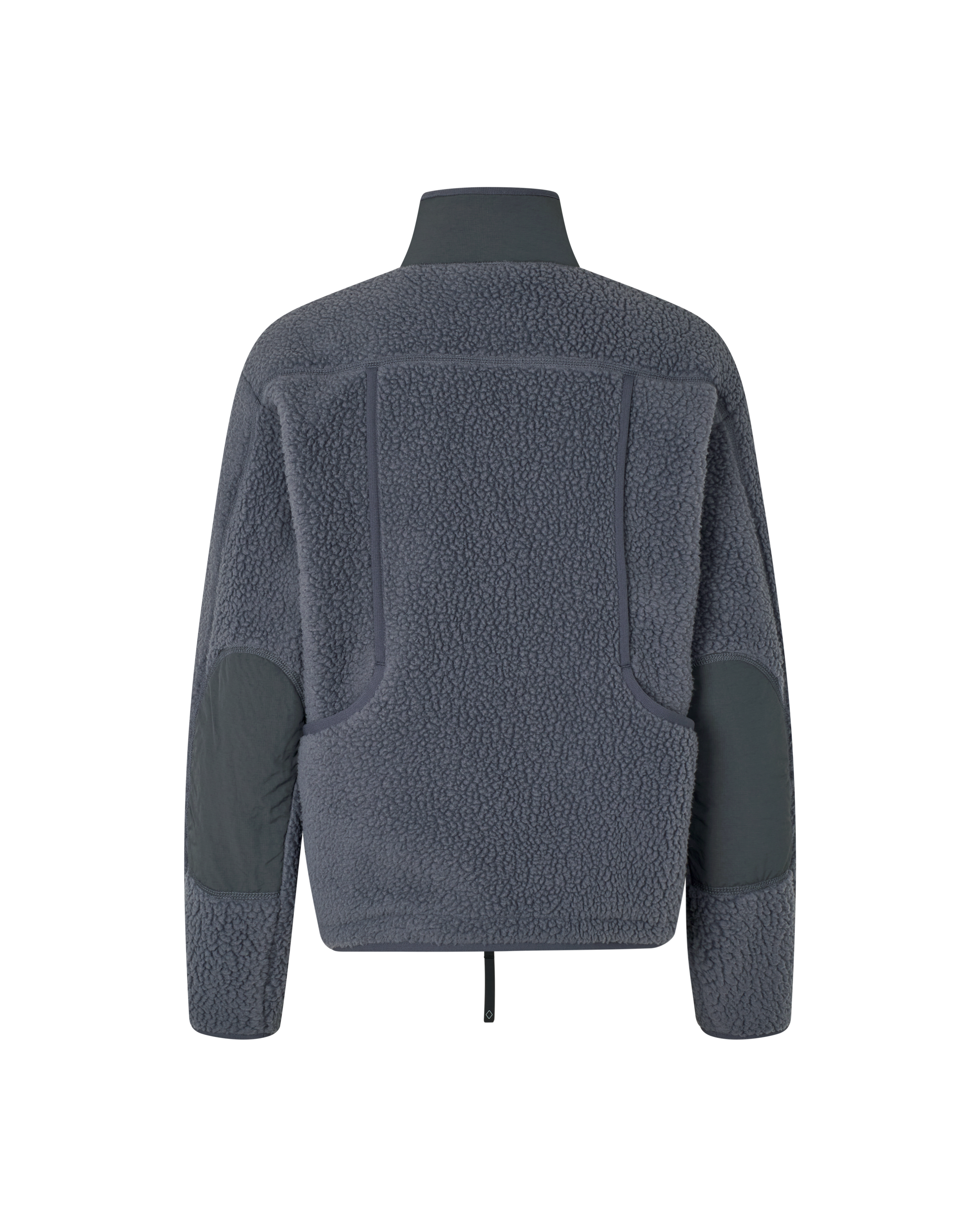 Steel Off-Race Pile Fleece jacket, rear flat lay with sherpa fleece body and smooth contrast panels