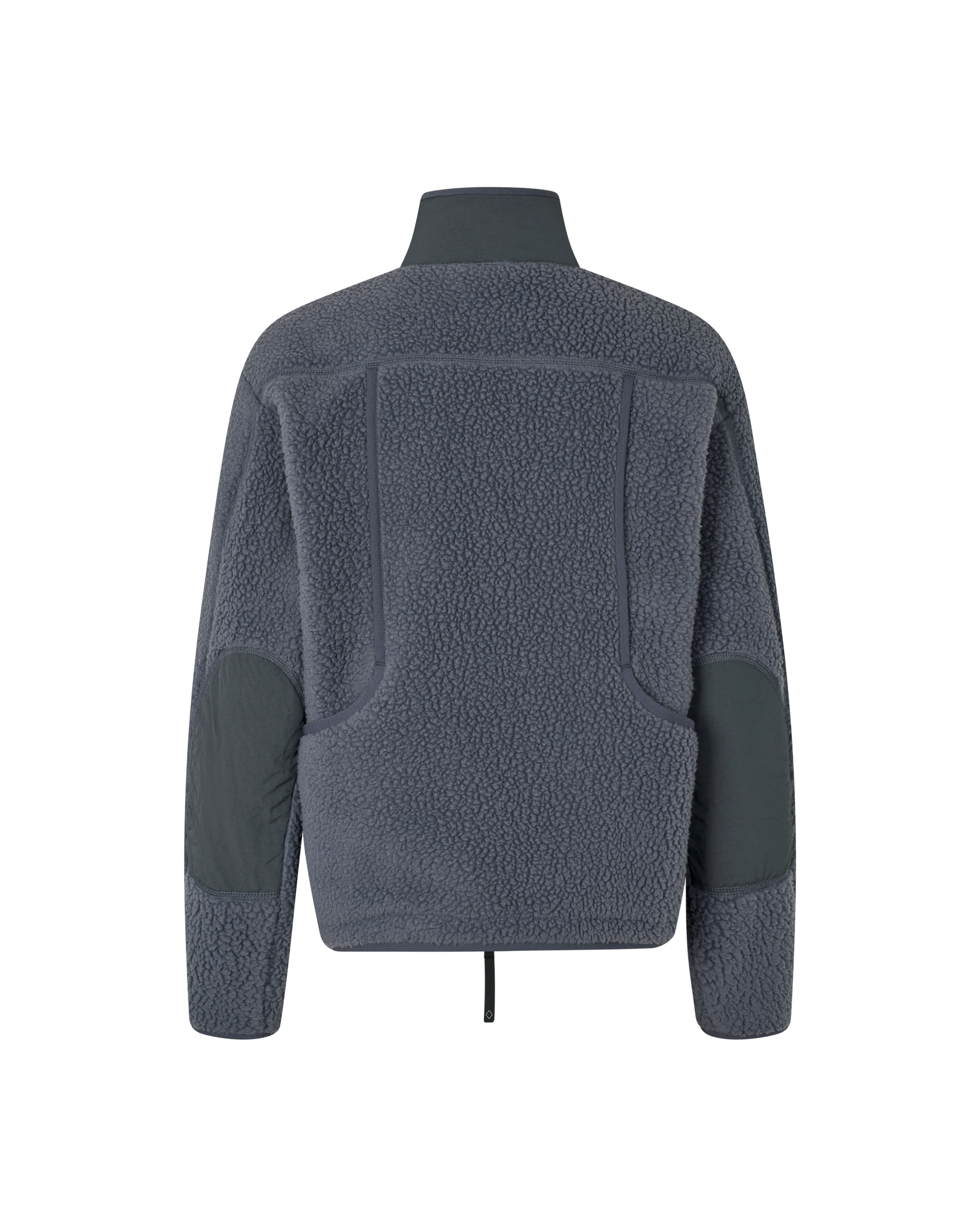 Steel Off-Race Pile Fleece jacket, rear flat lay with sherpa fleece body and smooth contrast panels