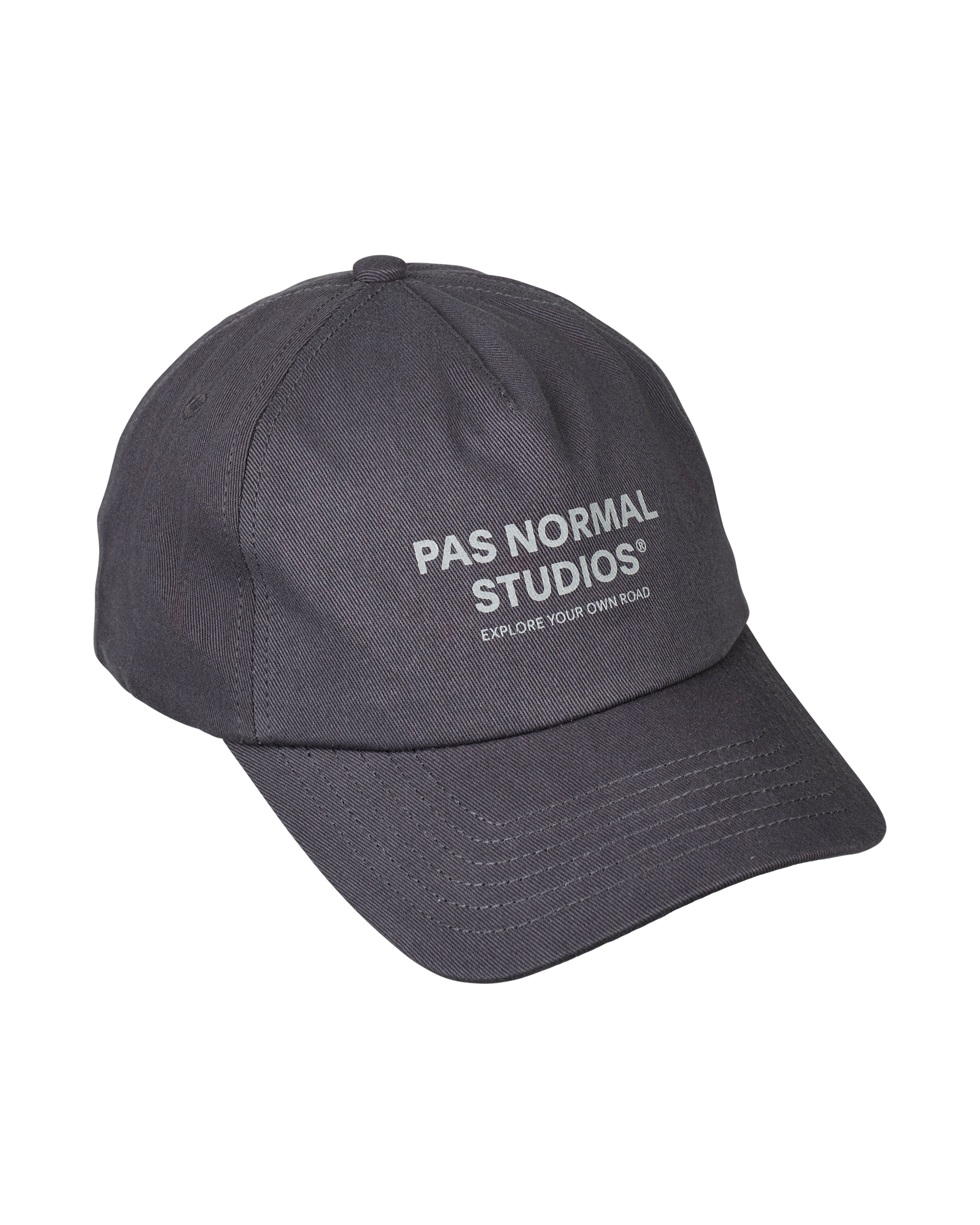 Dark Navy Off-Race Cotton cap, three-quarter view with white branded text