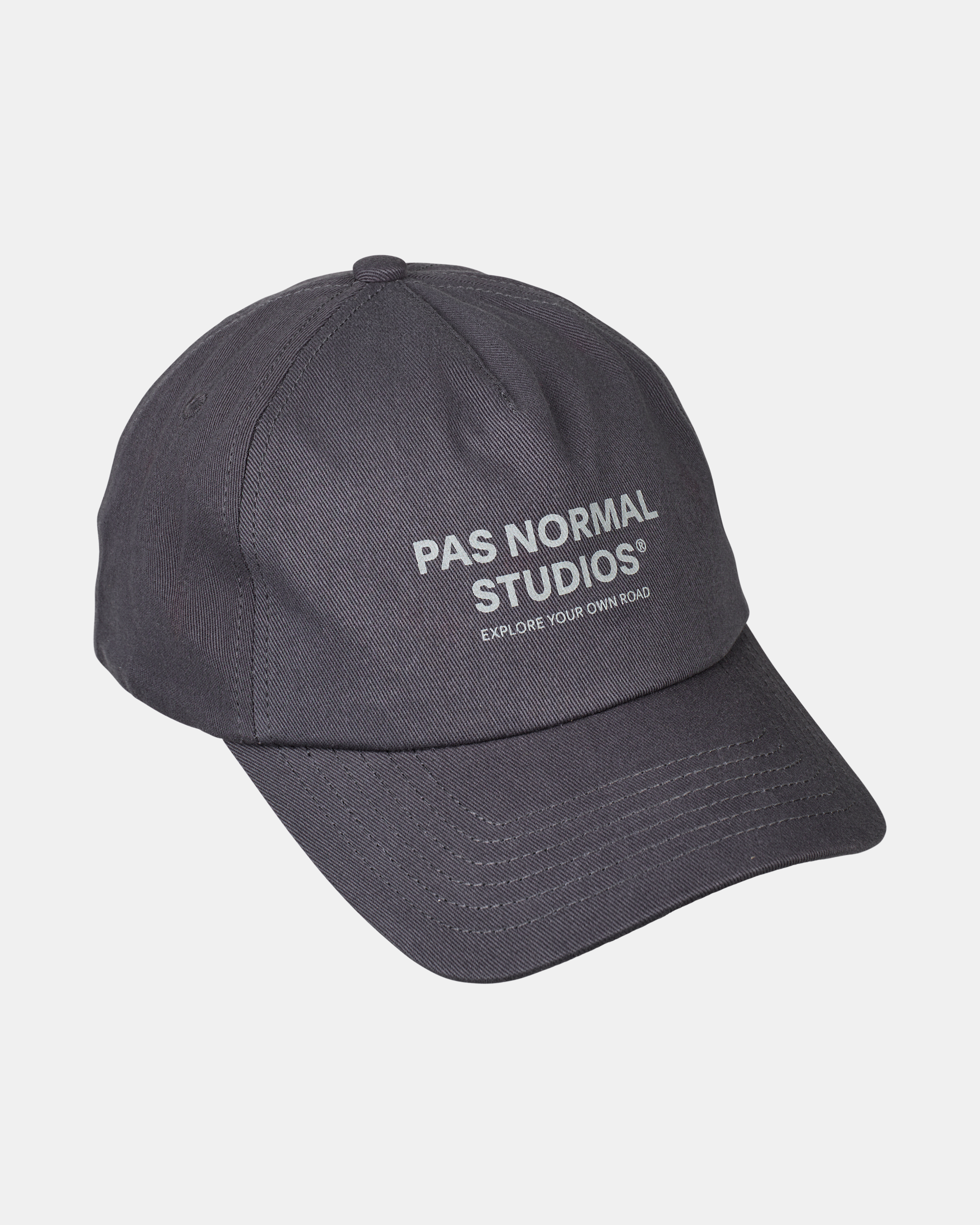 Dark Navy Off-Race Cotton cap, three-quarter view with white branded text