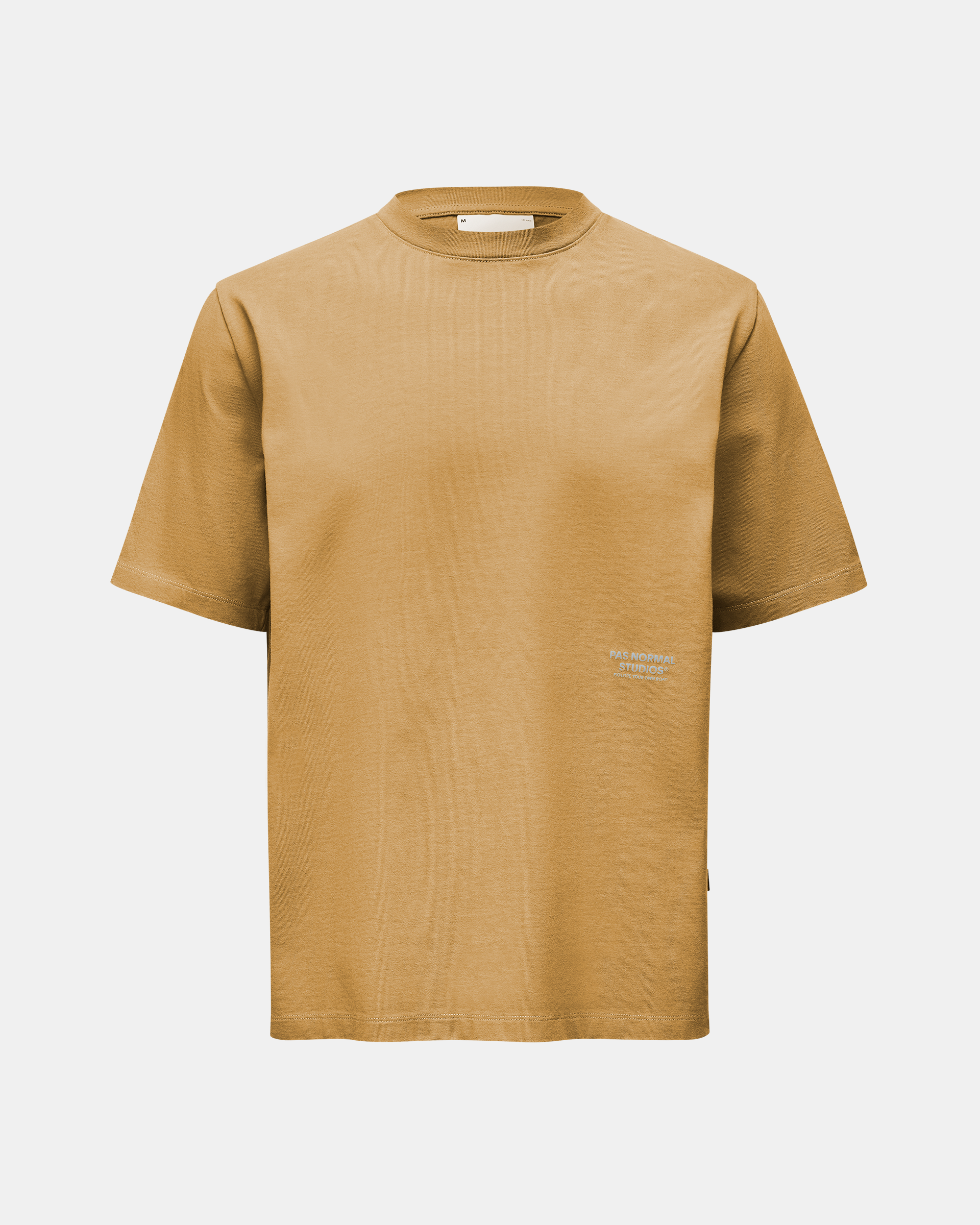 Sandstone Off-Race T-shirt, front flat lay with small chest logo print