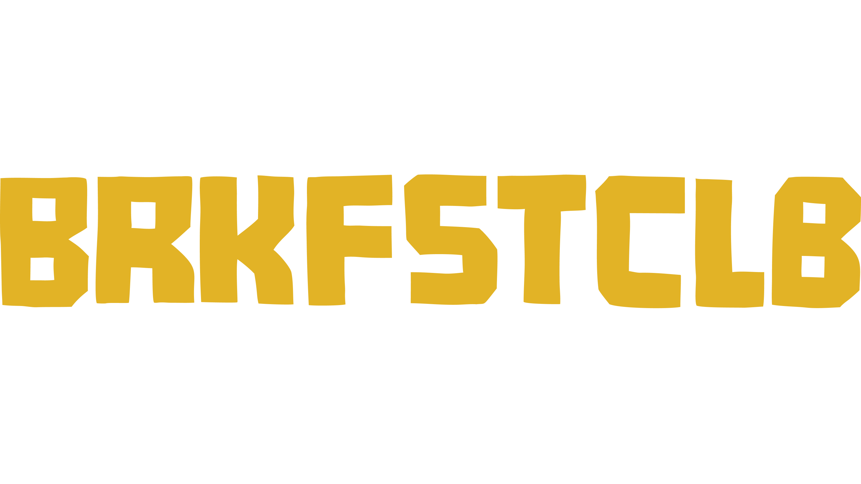 Yellow BRKFSTCLB text logo on white background