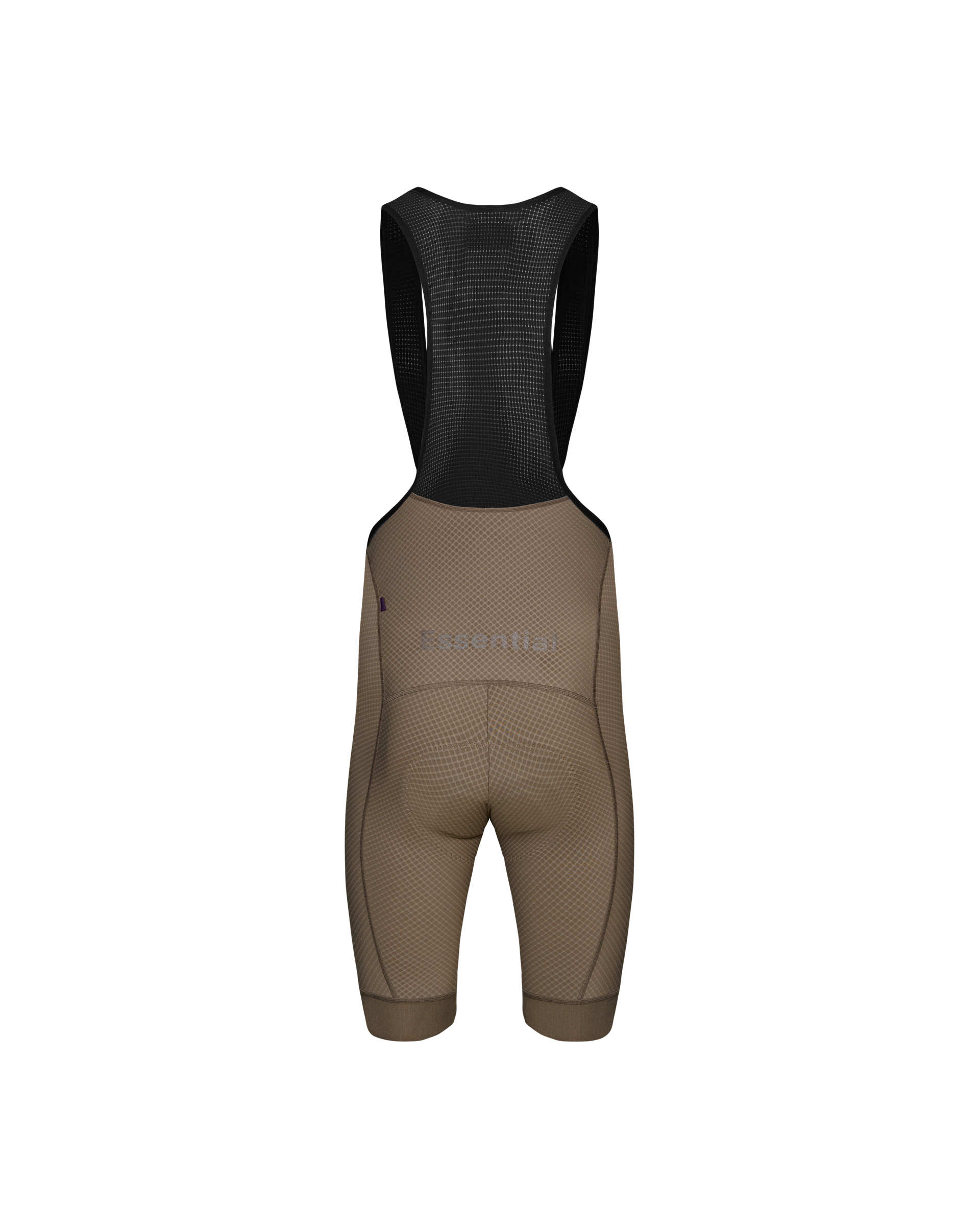 Earth Essential cycling bibs, rear flat lay with mesh back panel