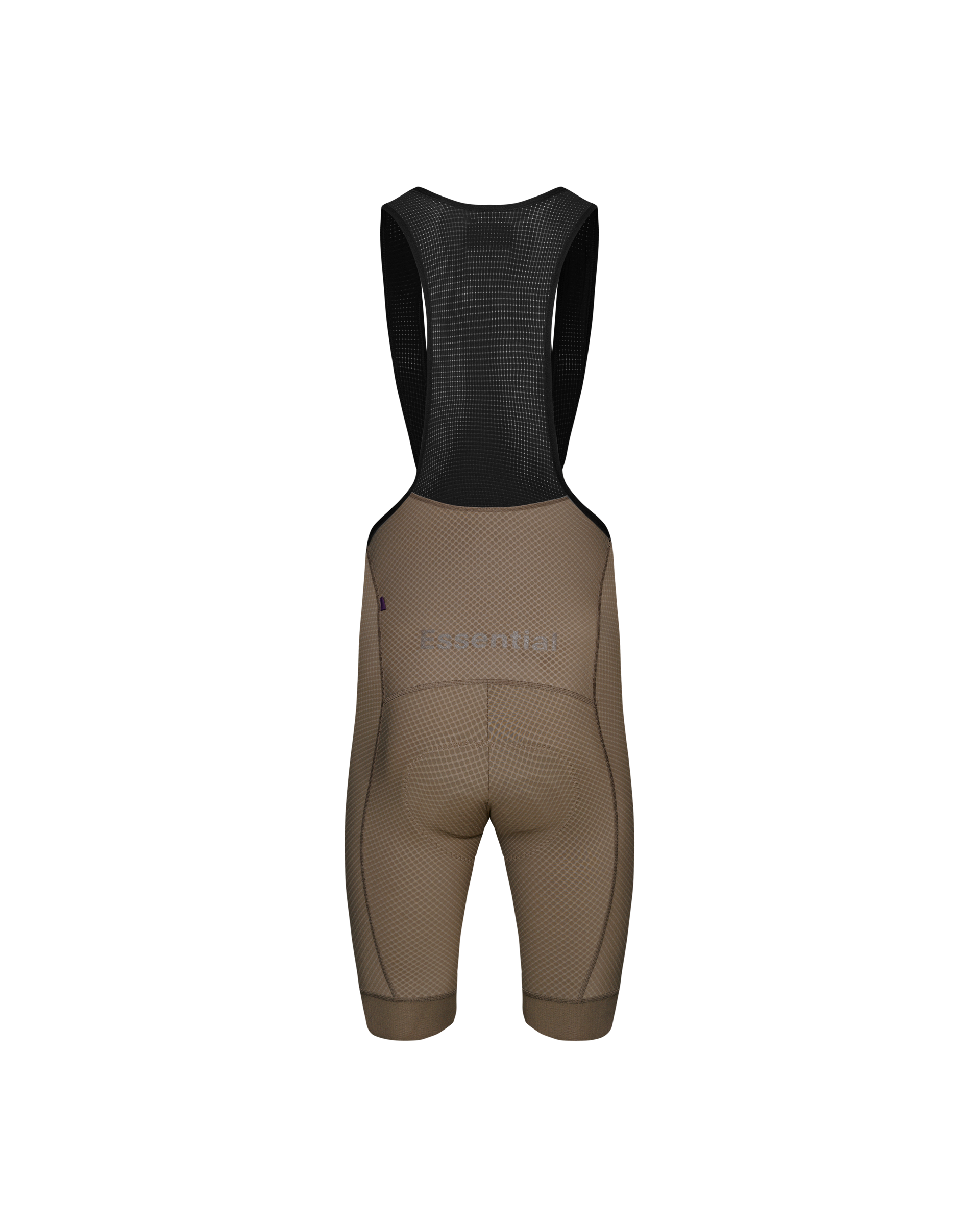 Earth Essential cycling bibs, rear flat lay with mesh back panel