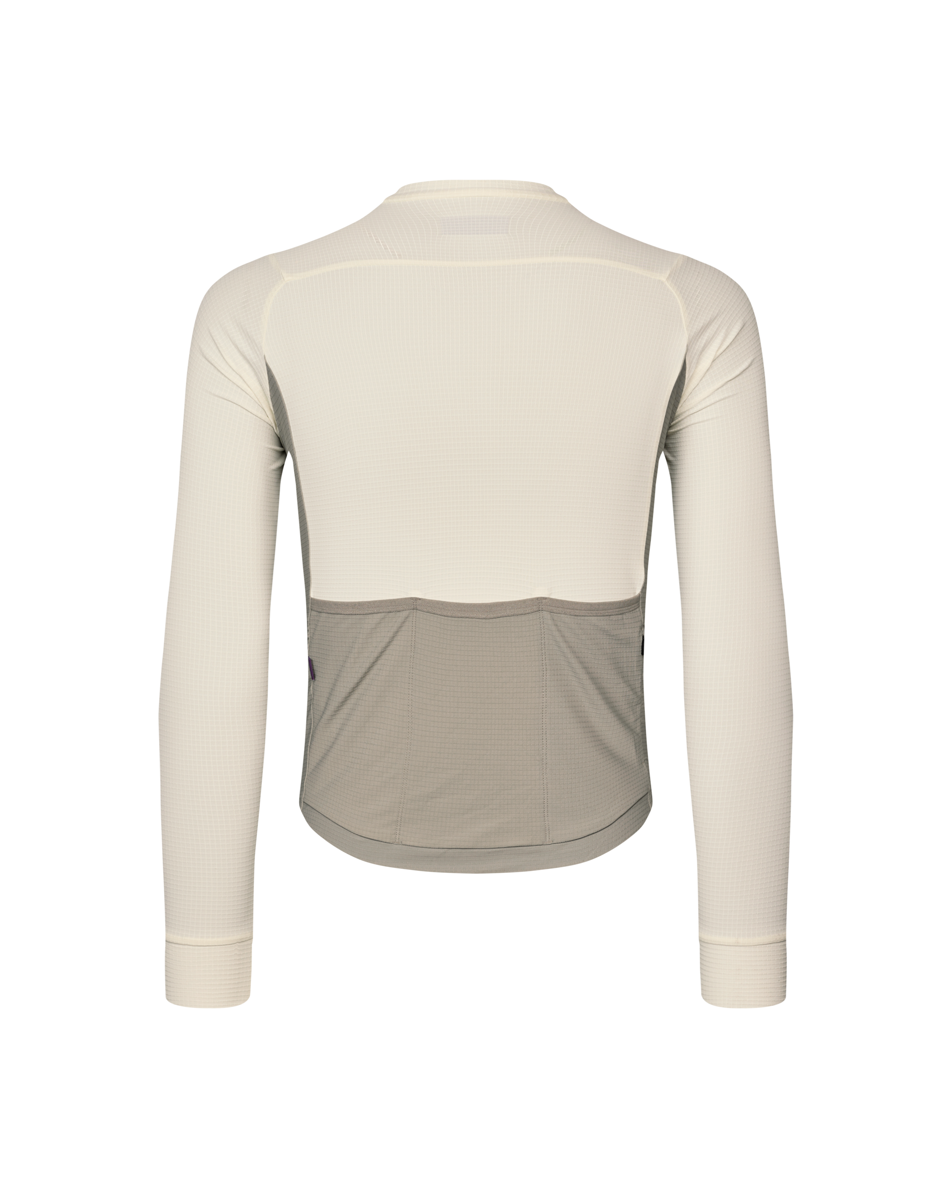 Off White Mechanism Pro long sleeve cycling jersey, rear view with light grey lower panel