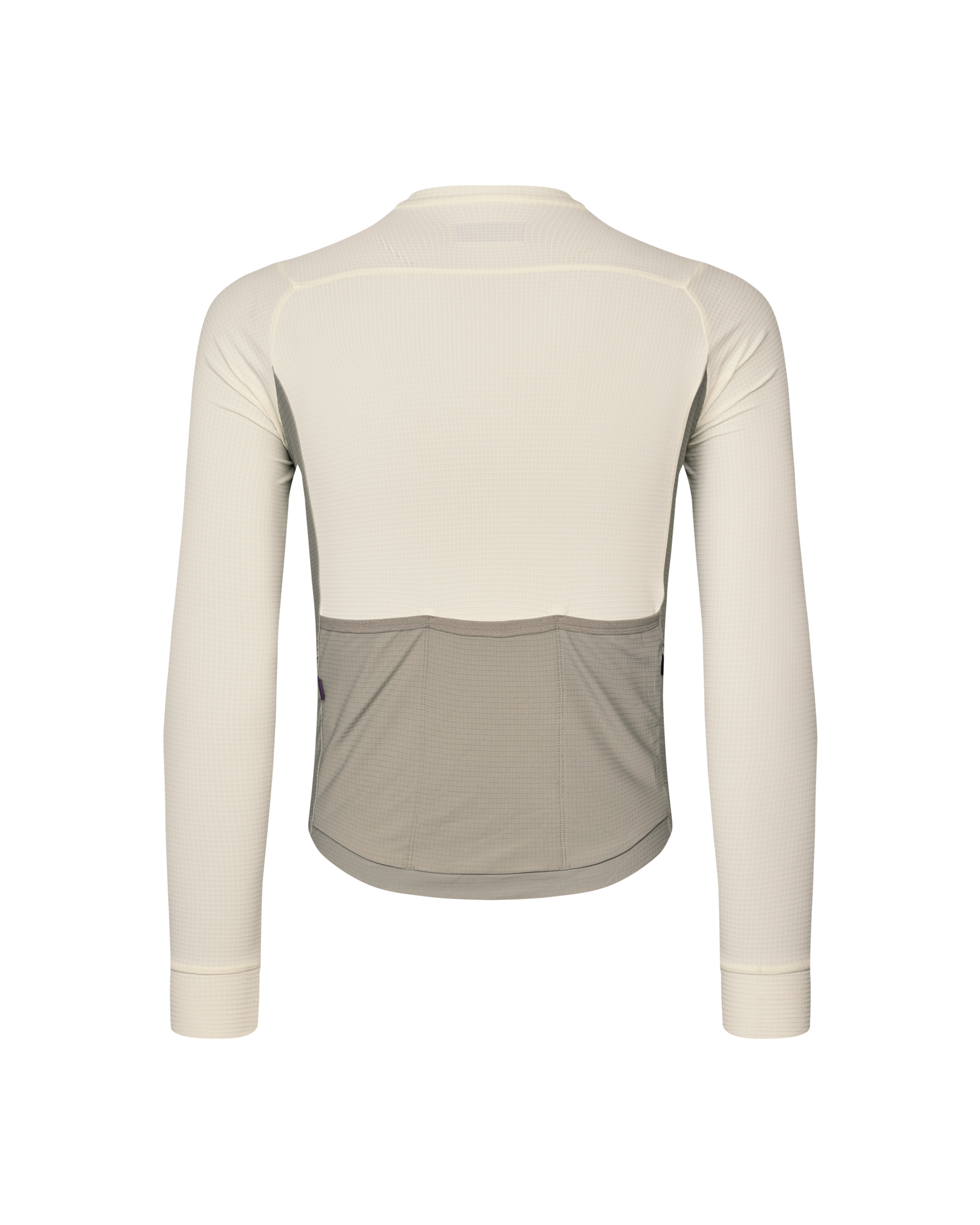 Off White Mechanism Pro long sleeve cycling jersey, rear view with light grey lower panel