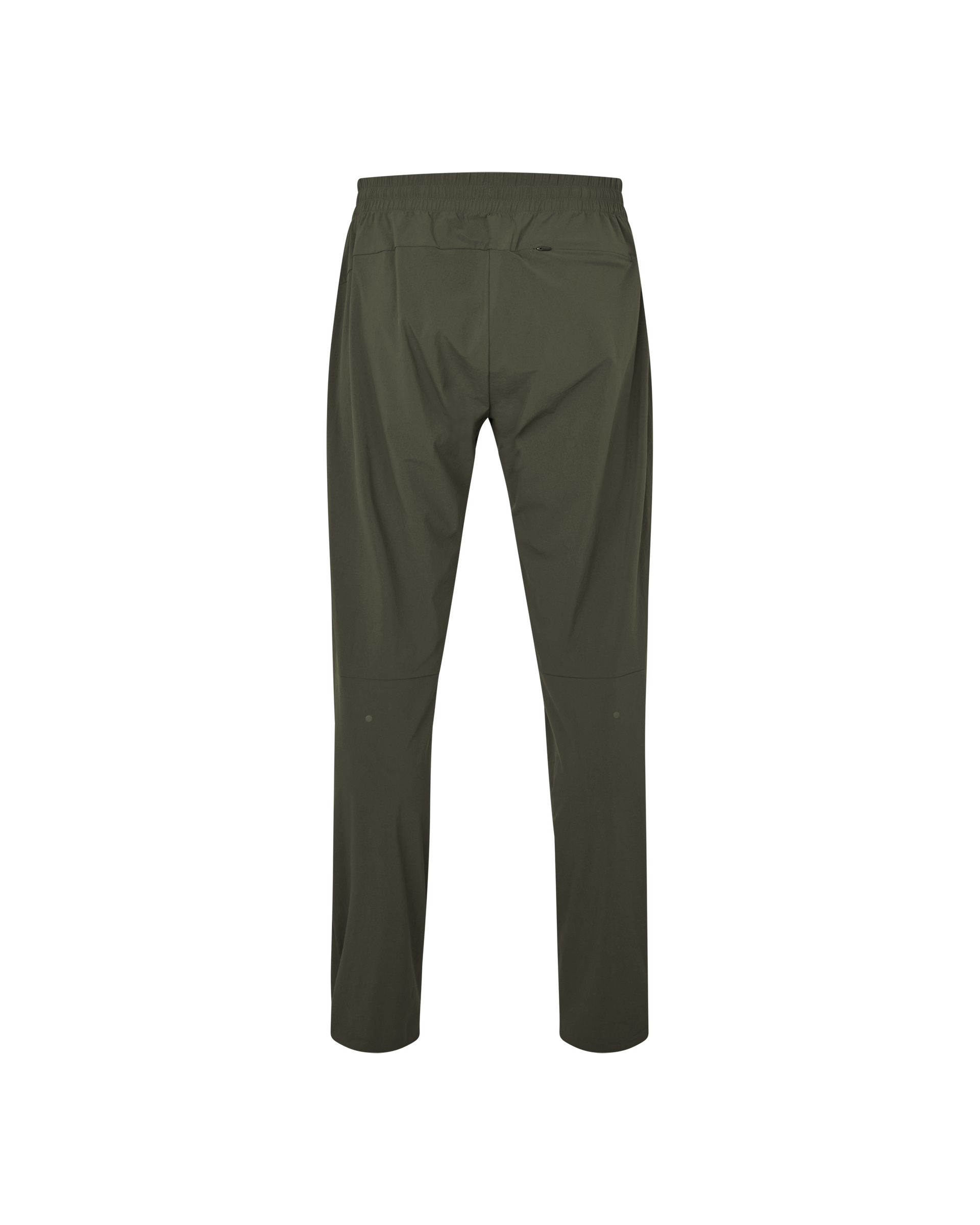 Dark Olive Balance pants, rear flat lay with elastic waistband and back pocket