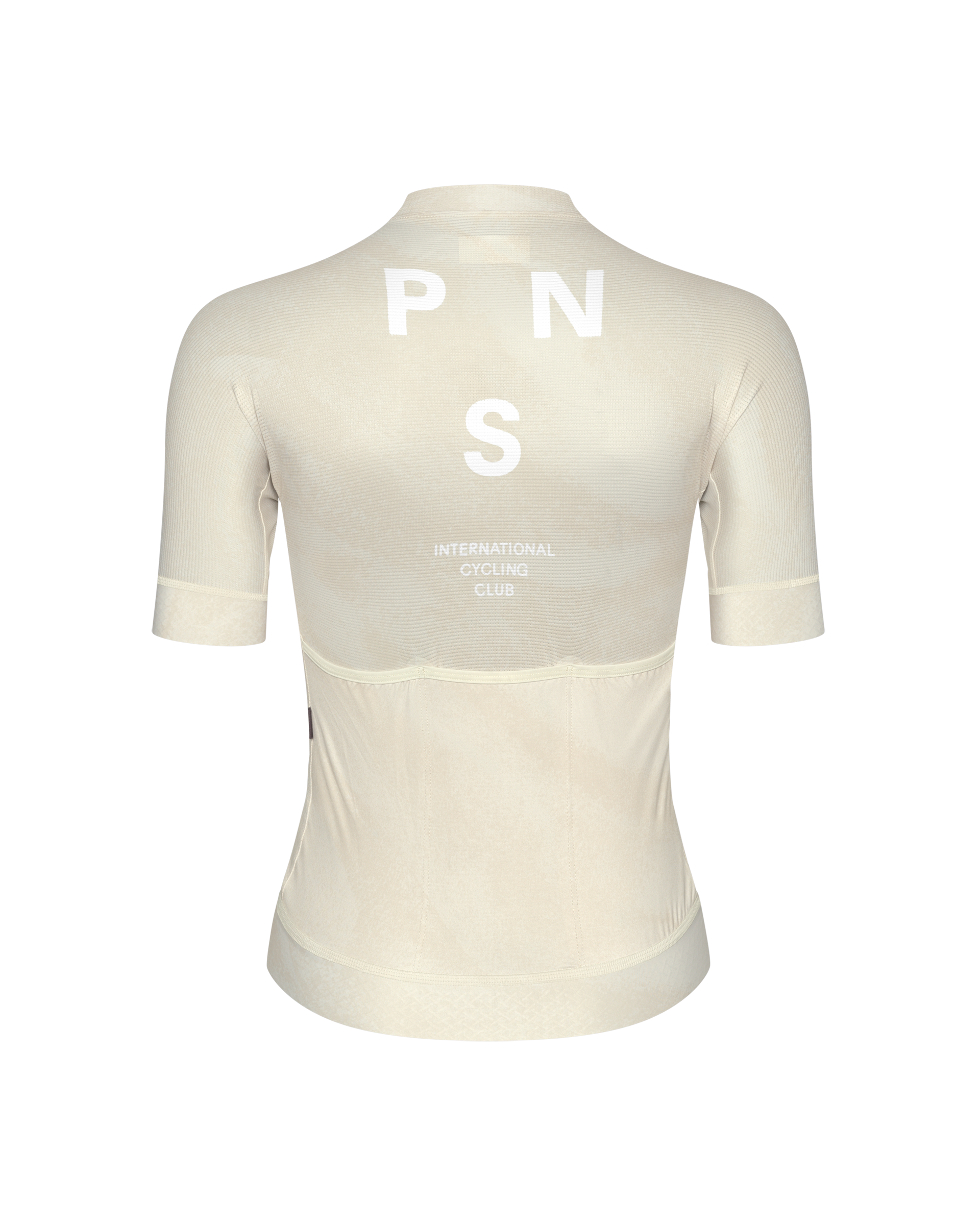 Off-White Mechanism cycling jersey, rear view with white printed logo and text