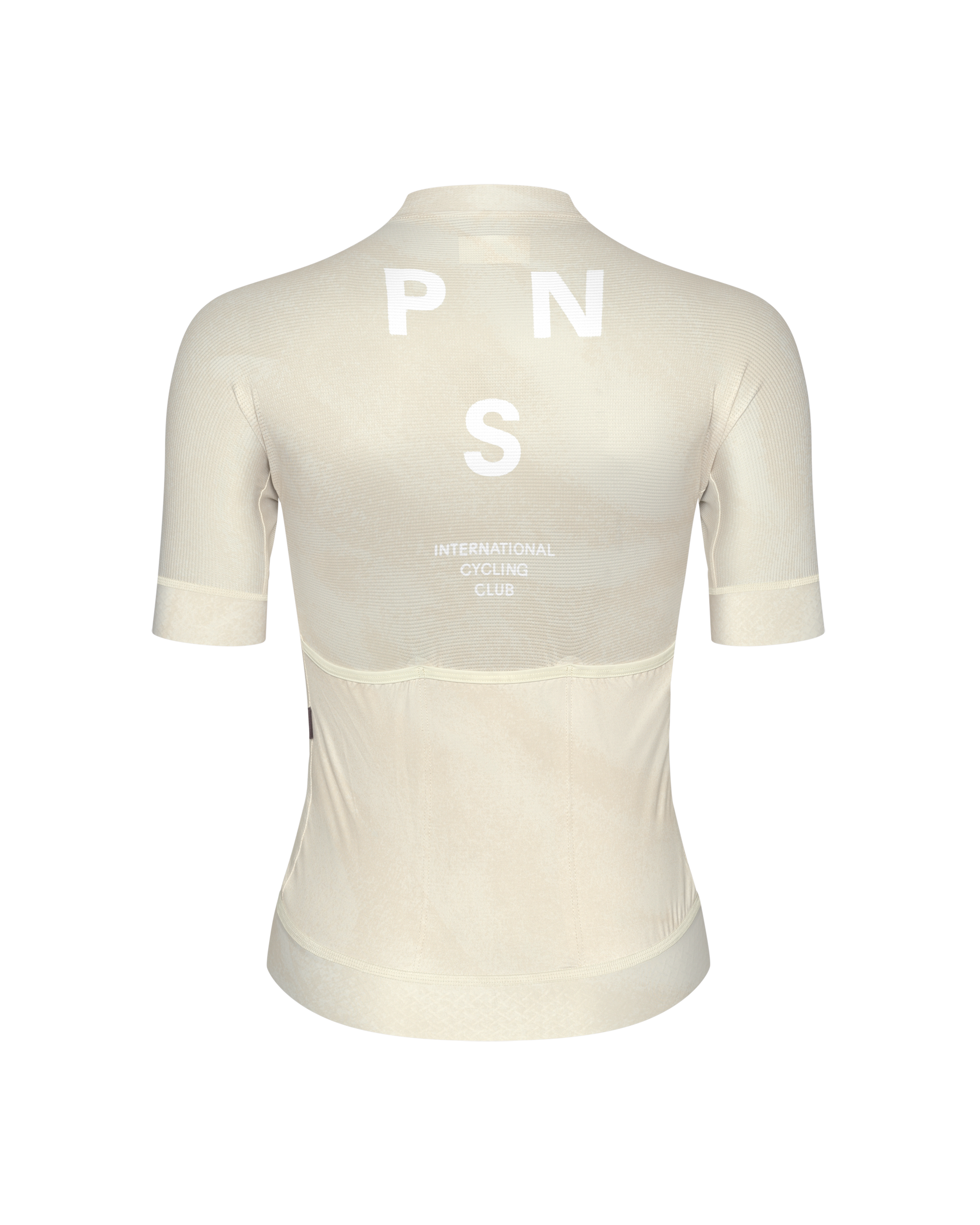 Off-White Mechanism cycling jersey, rear view with white printed logo and text