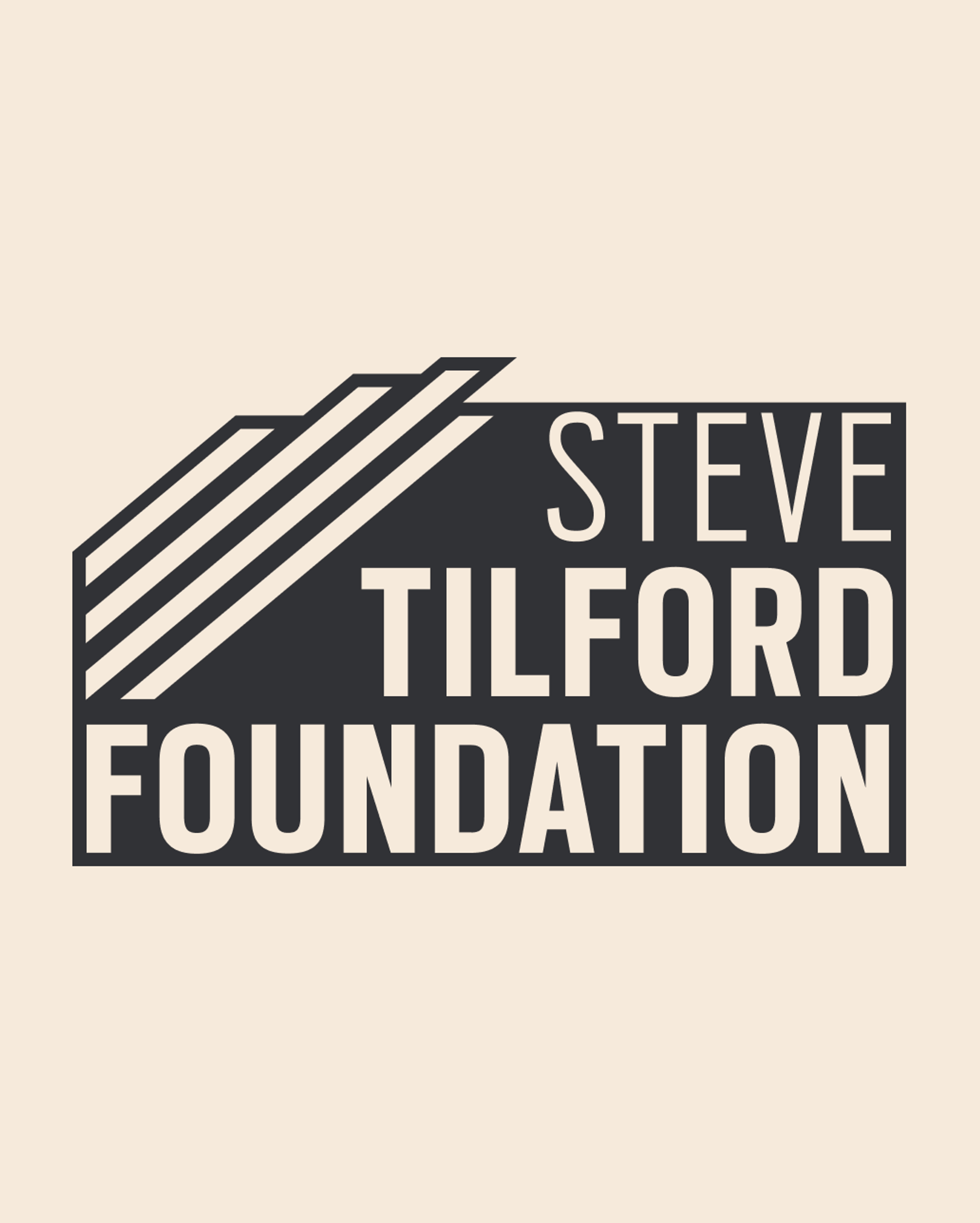 Steve Tilford Foundation logo with geometric stripes on beige background