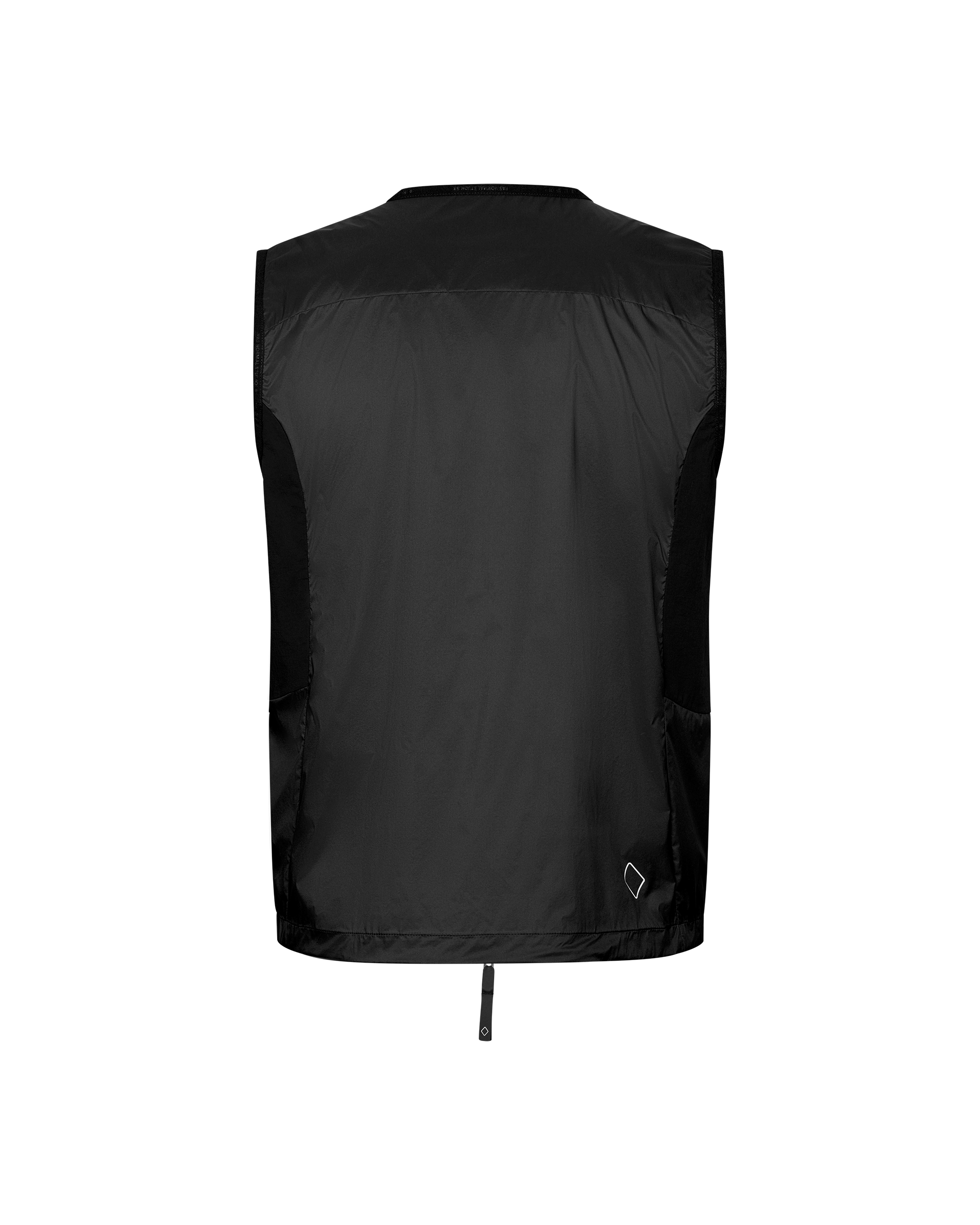 Black Balance Windproof cycling vest, rear flat lay with contrast panel and zip pull