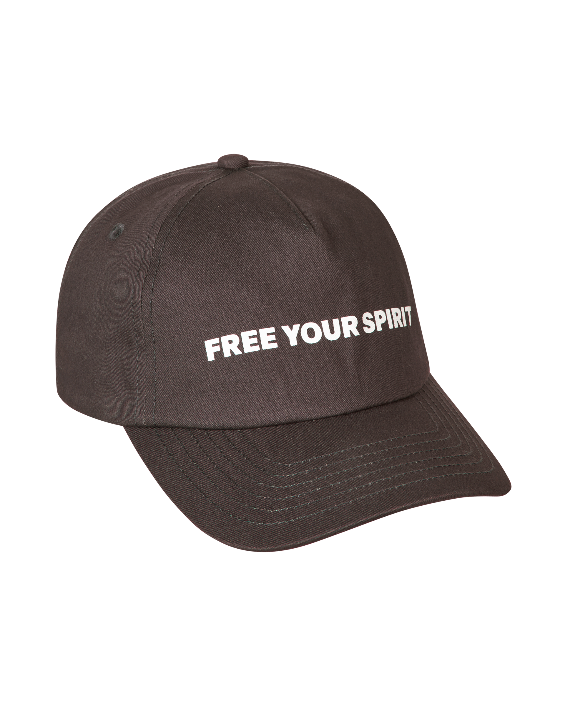 Dark Purple T.K.O. Off-Race cap, three-quarter view with white FREE YOUR SPIRIT front print