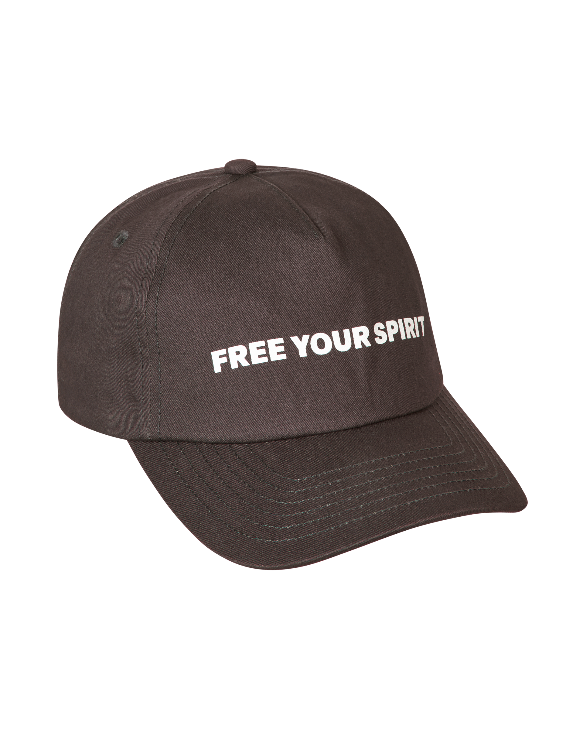 Dark Purple T.K.O. Off-Race cap, three-quarter view with white FREE YOUR SPIRIT front print