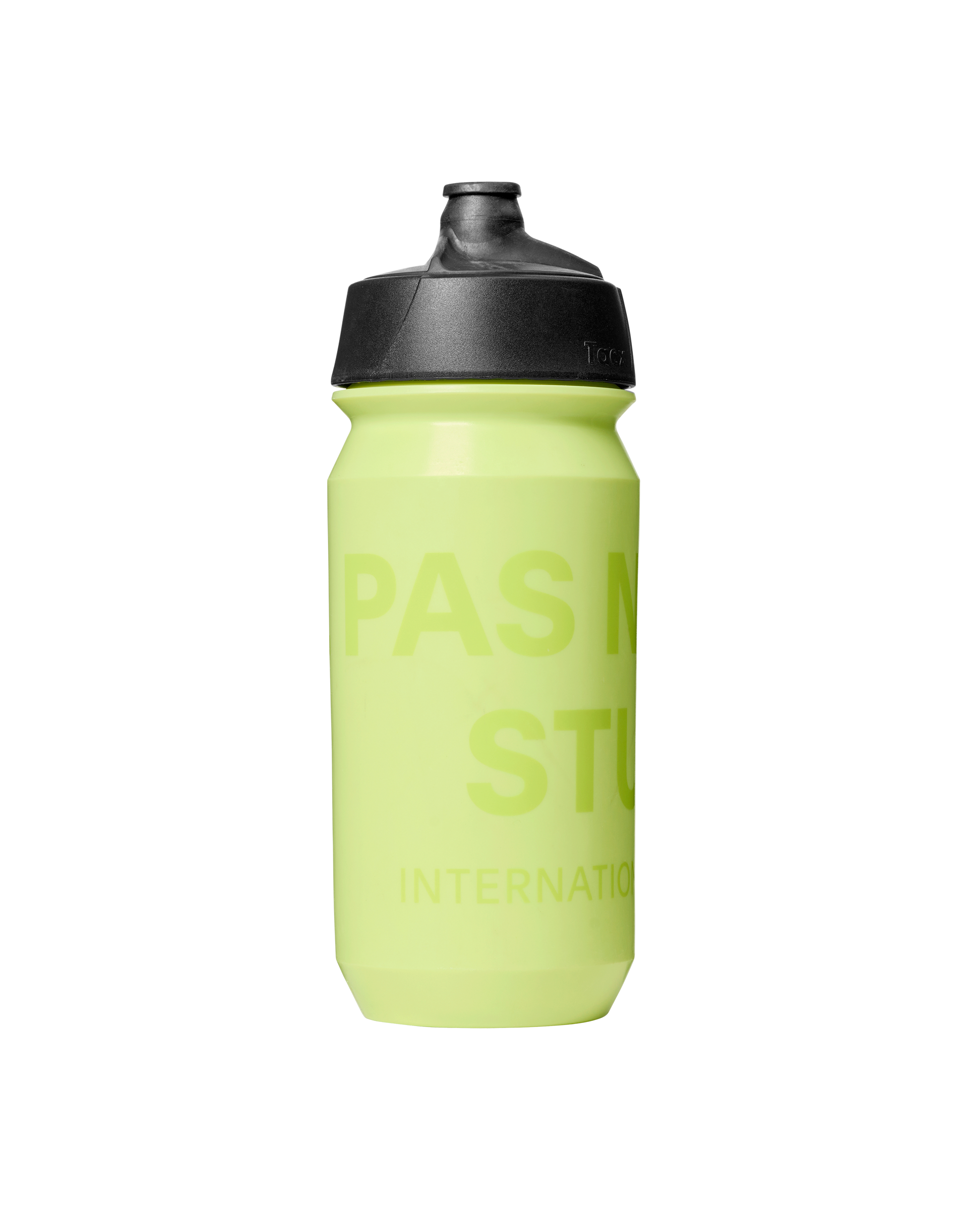 Yellow Essential Logo bottle with black cap and embossed PAS branding