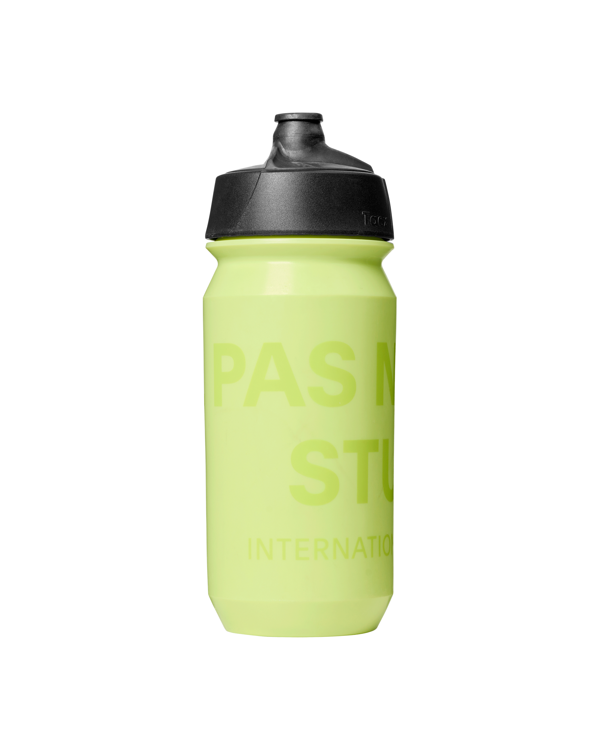 Yellow Essential Logo bottle with black cap and embossed PAS branding
