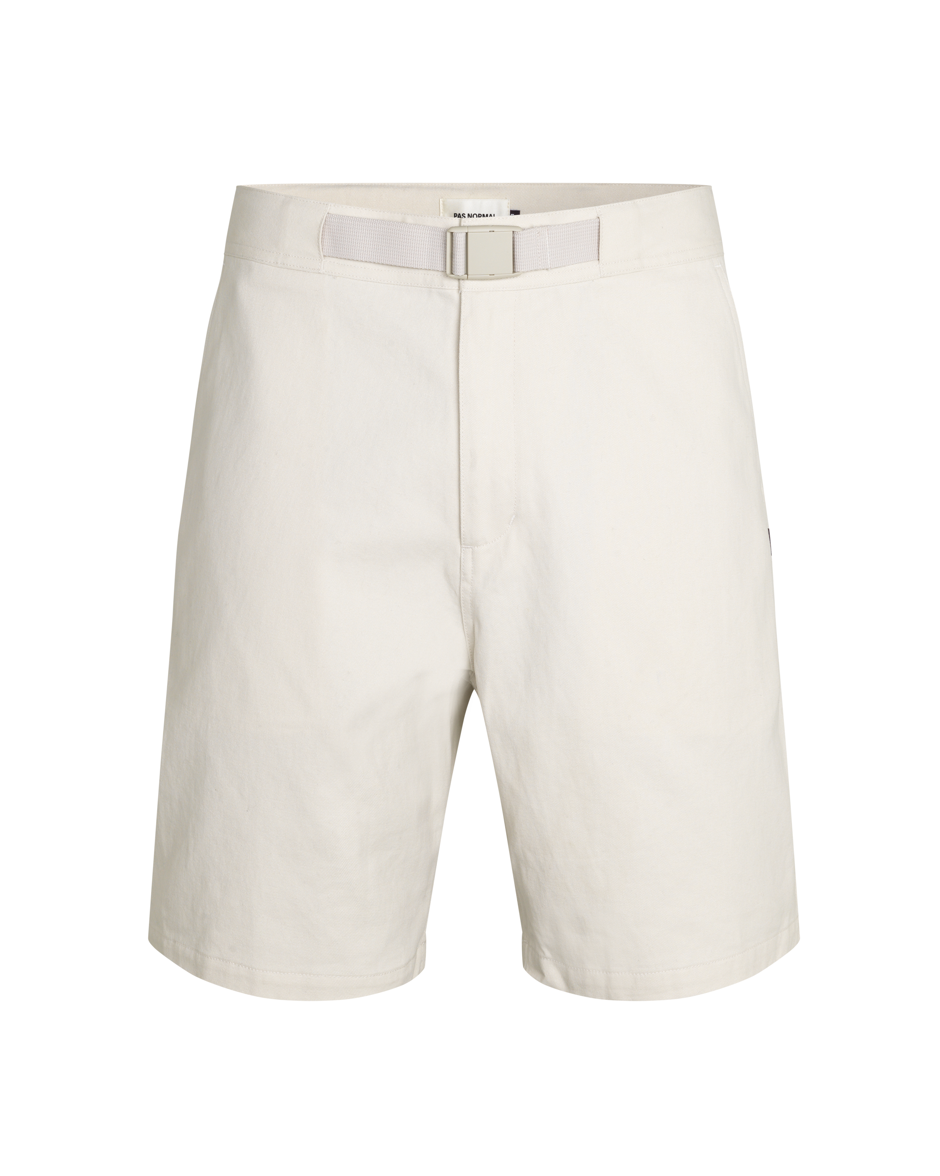Off White Off-Race Cotton Twill shorts, front flat lay with adjustable webbing belt