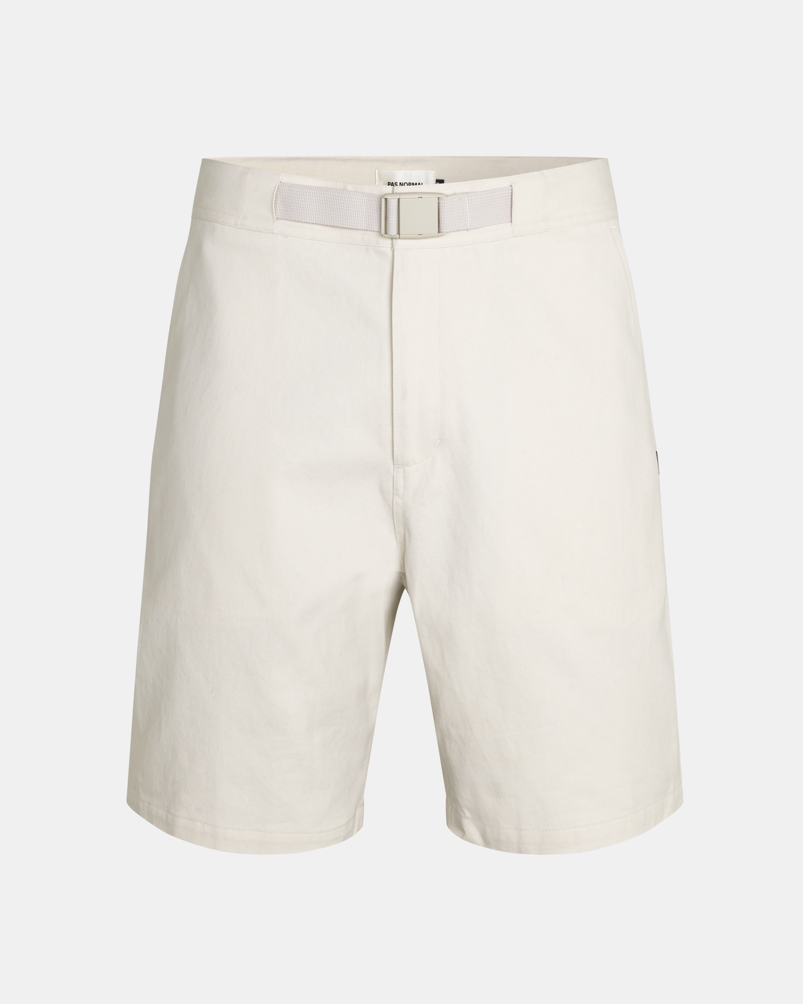 Off White Off-Race Cotton Twill shorts, front flat lay with adjustable webbing belt