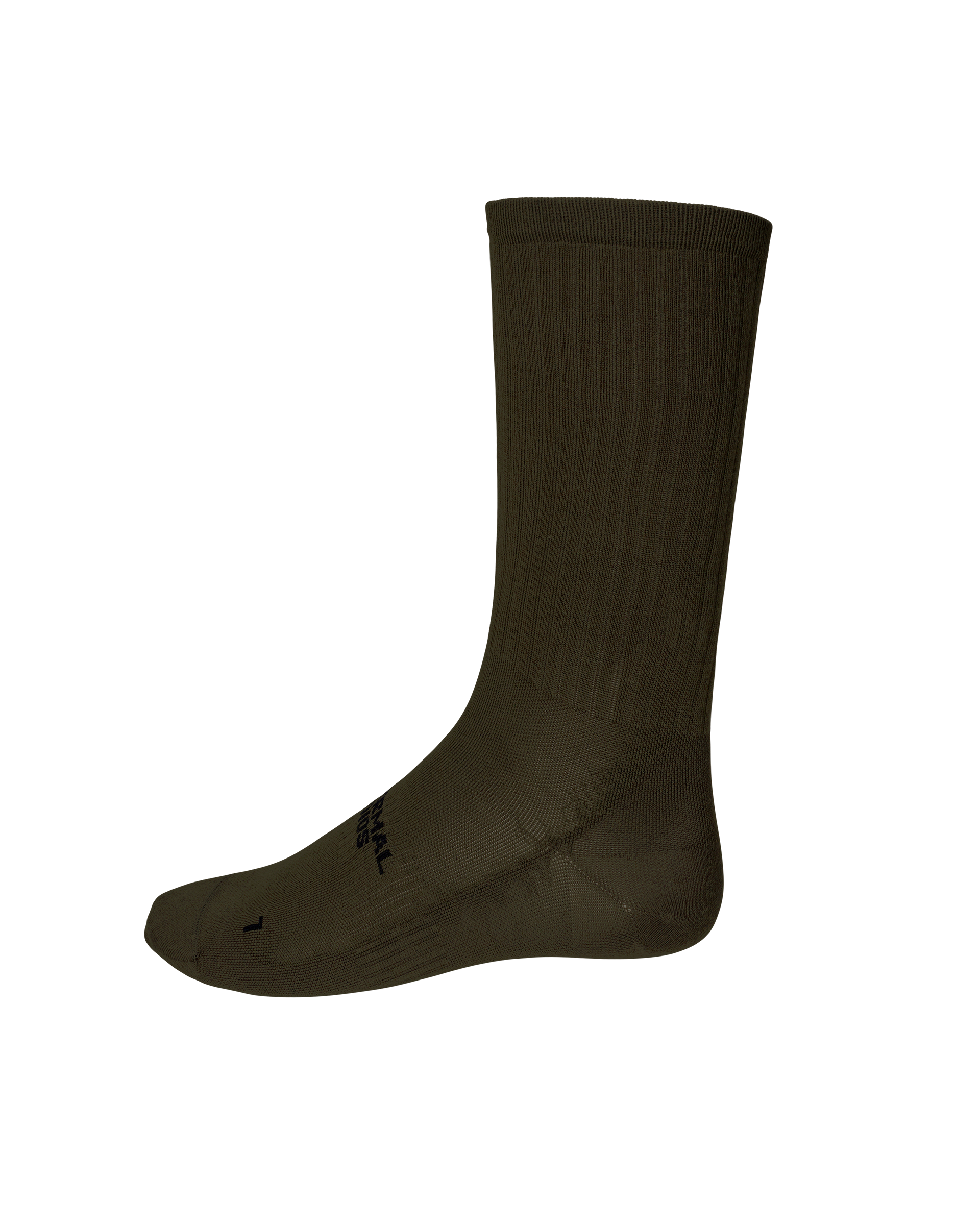 Grey Green Off-Race cycling socks, side view with ribbed cuff