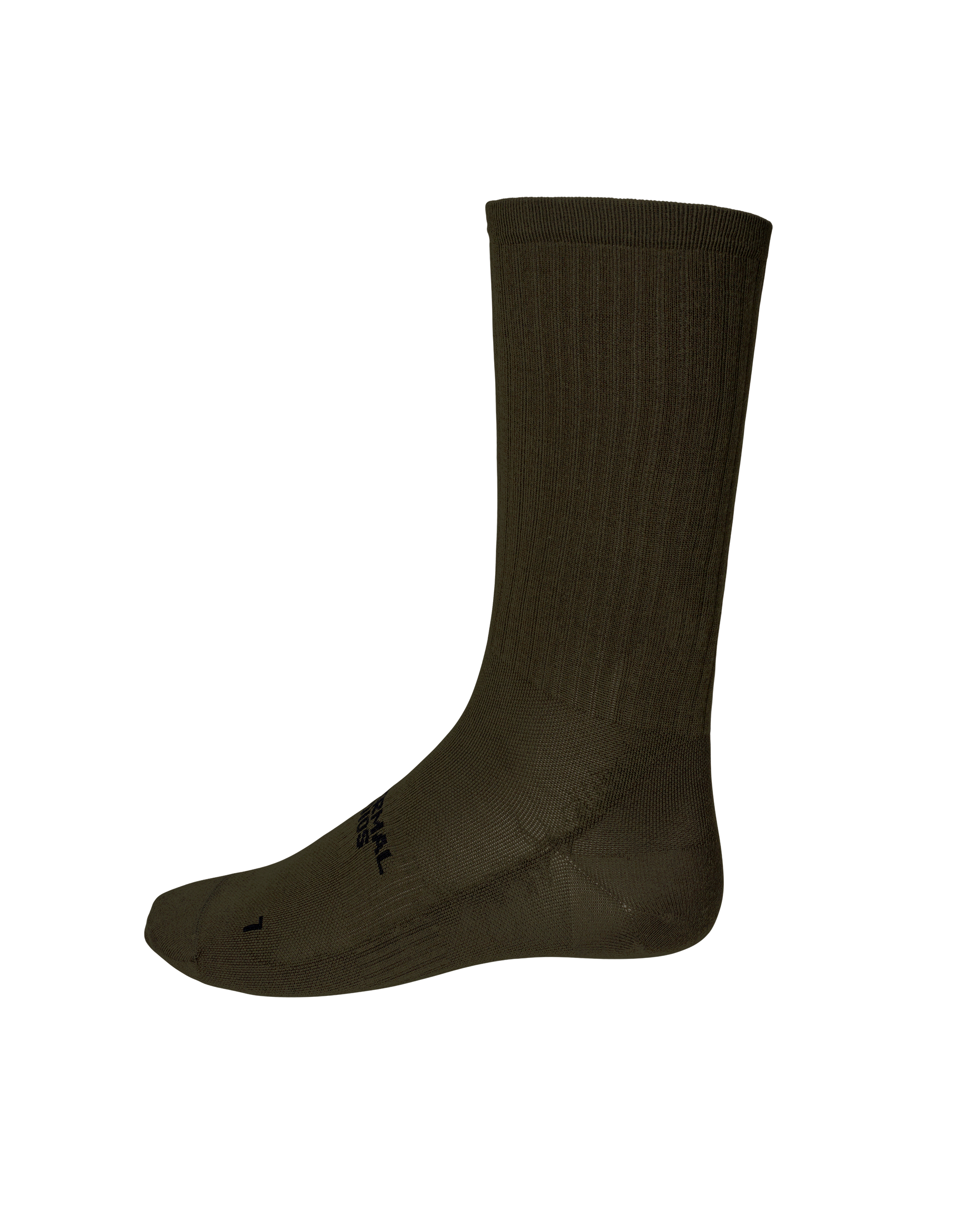 Grey Green Off-Race cycling socks, side view with ribbed cuff