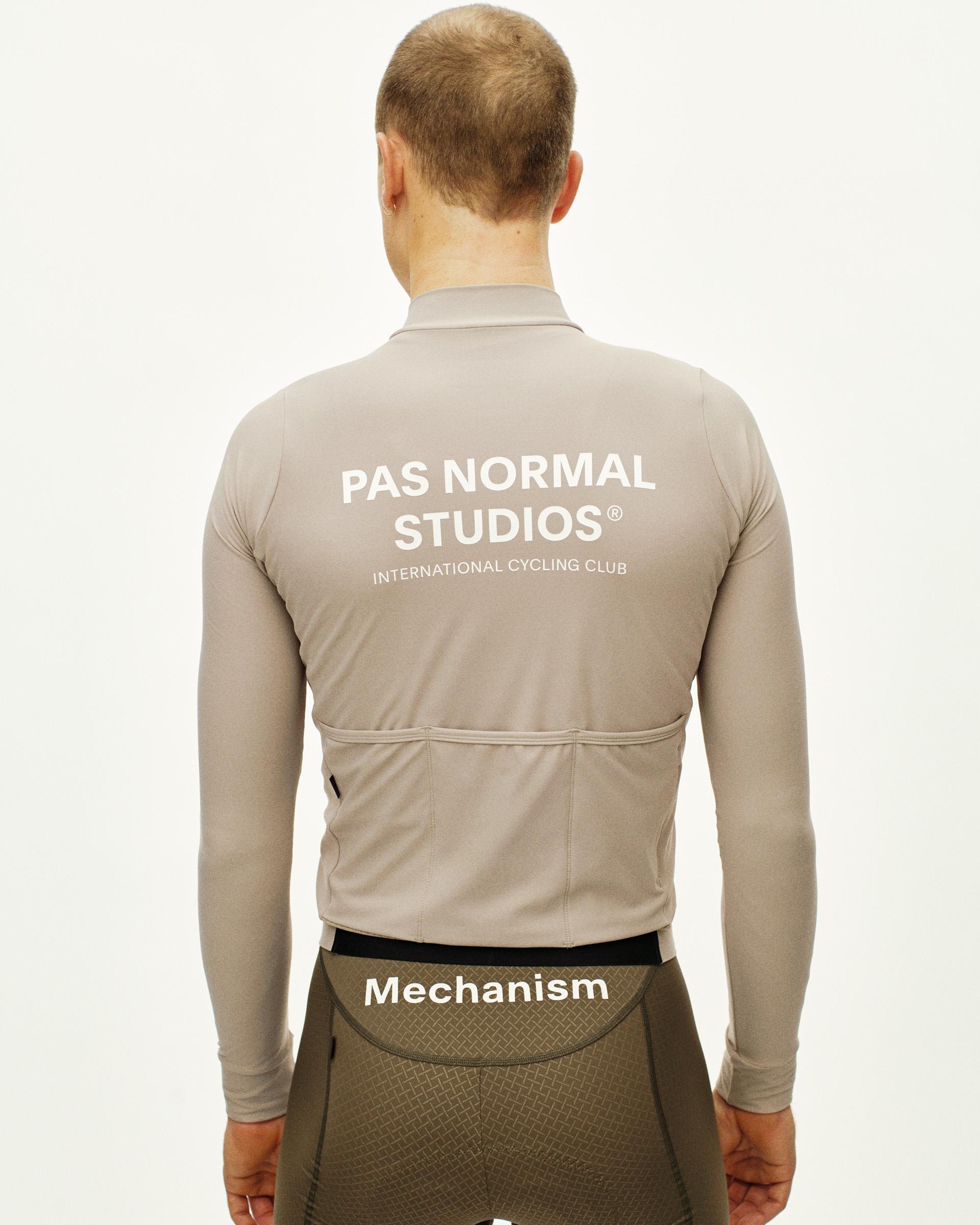 Haze Mechanism long sleeve cycling jersey, rear view on model with white back print