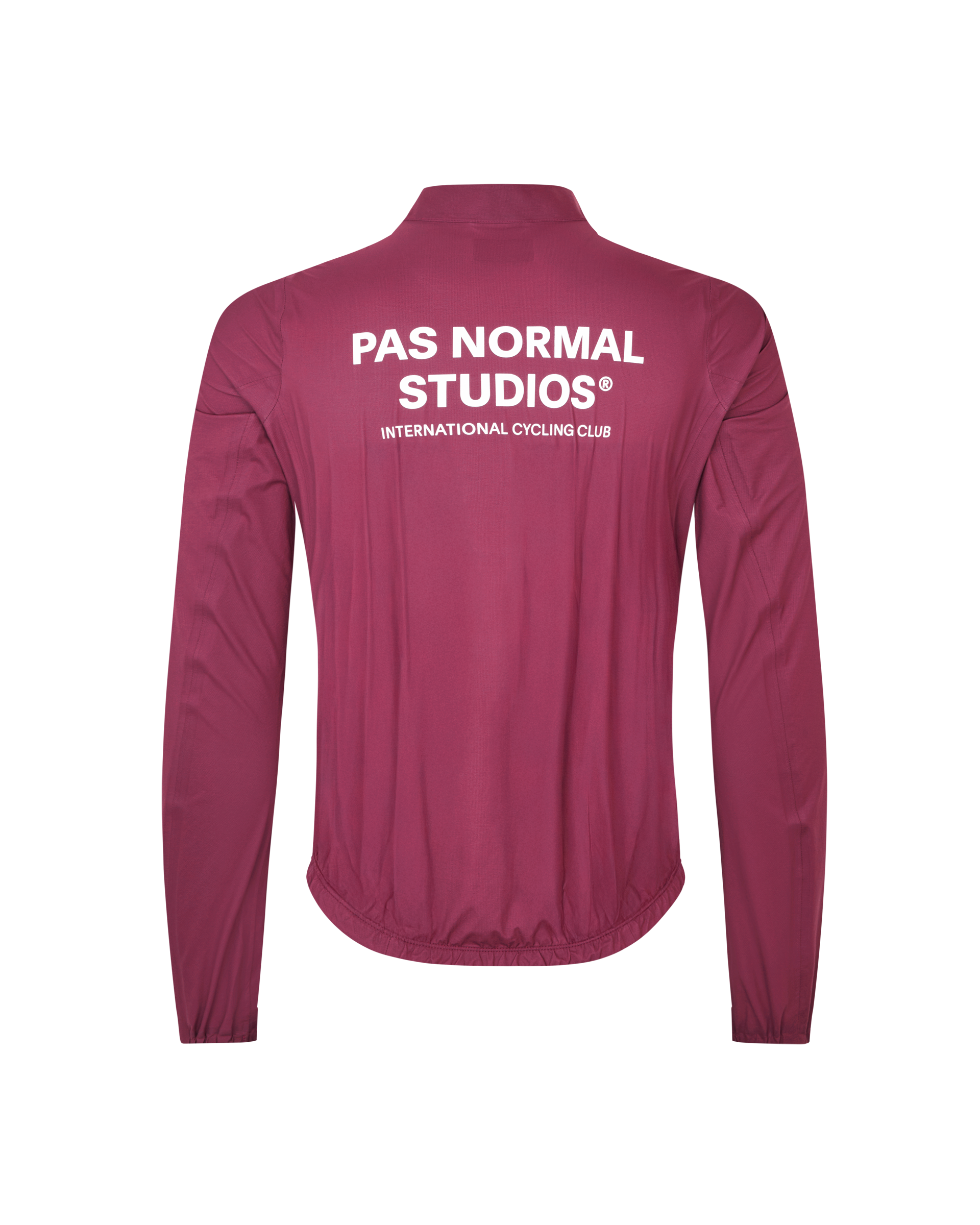 Plum Mechanism cycling jacket, rear view with white back logo