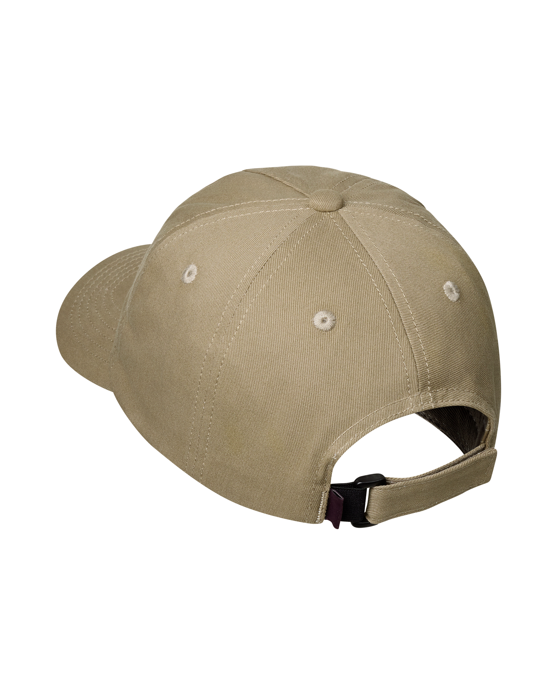 Dusty Earth khaki Off-Race Cotton cap, rear three-quarter view with adjustable buckle strap