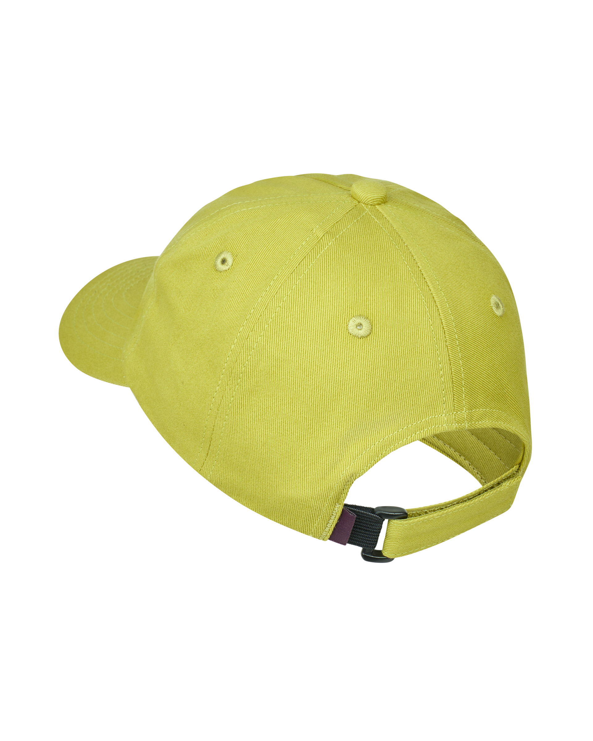 Yellow Off-Race Cotton cap, rear three-quarter view with adjustable strap closure