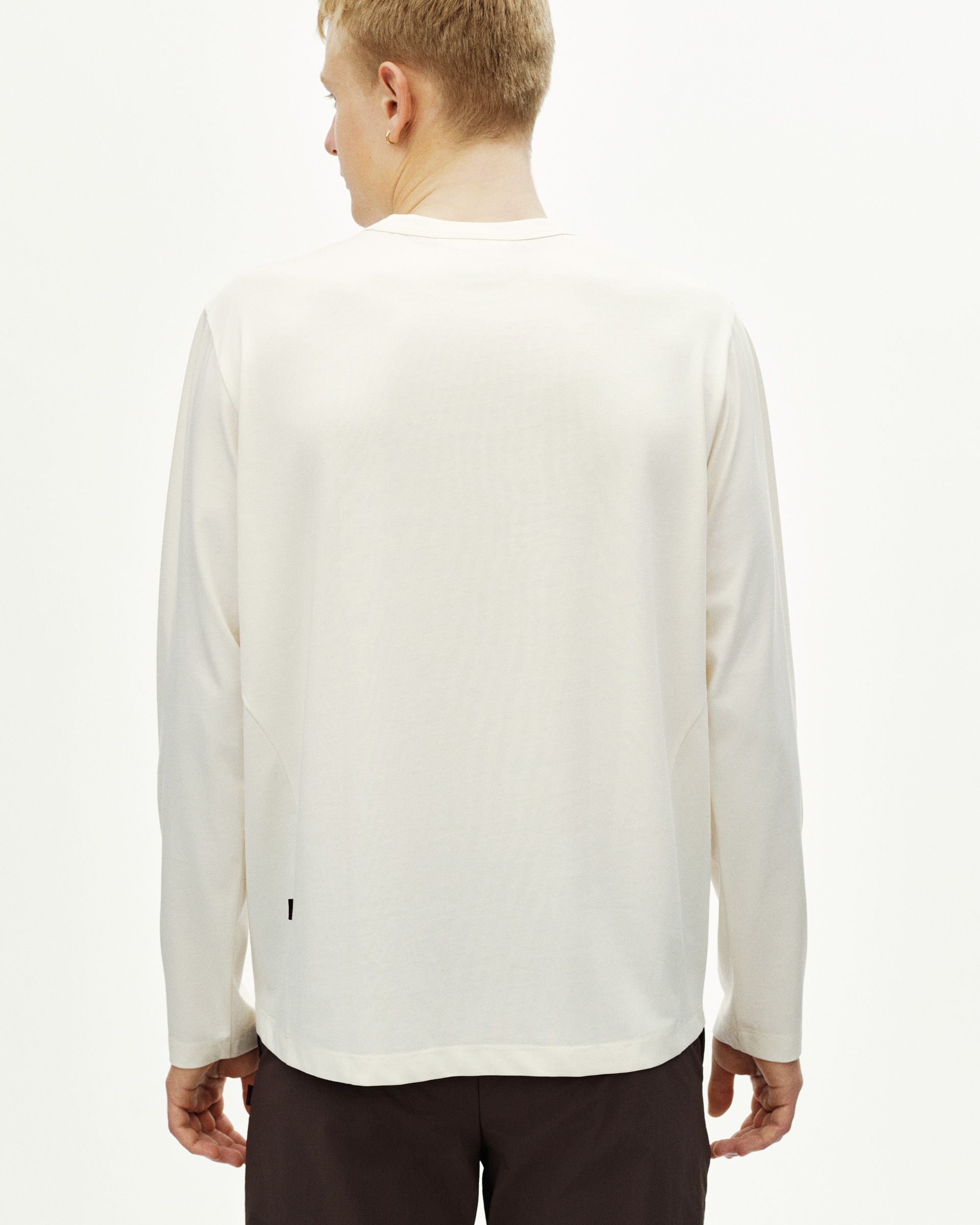 Off White Off-Race Cotton Tech Graphic long sleeve t-shirt, rear view on model