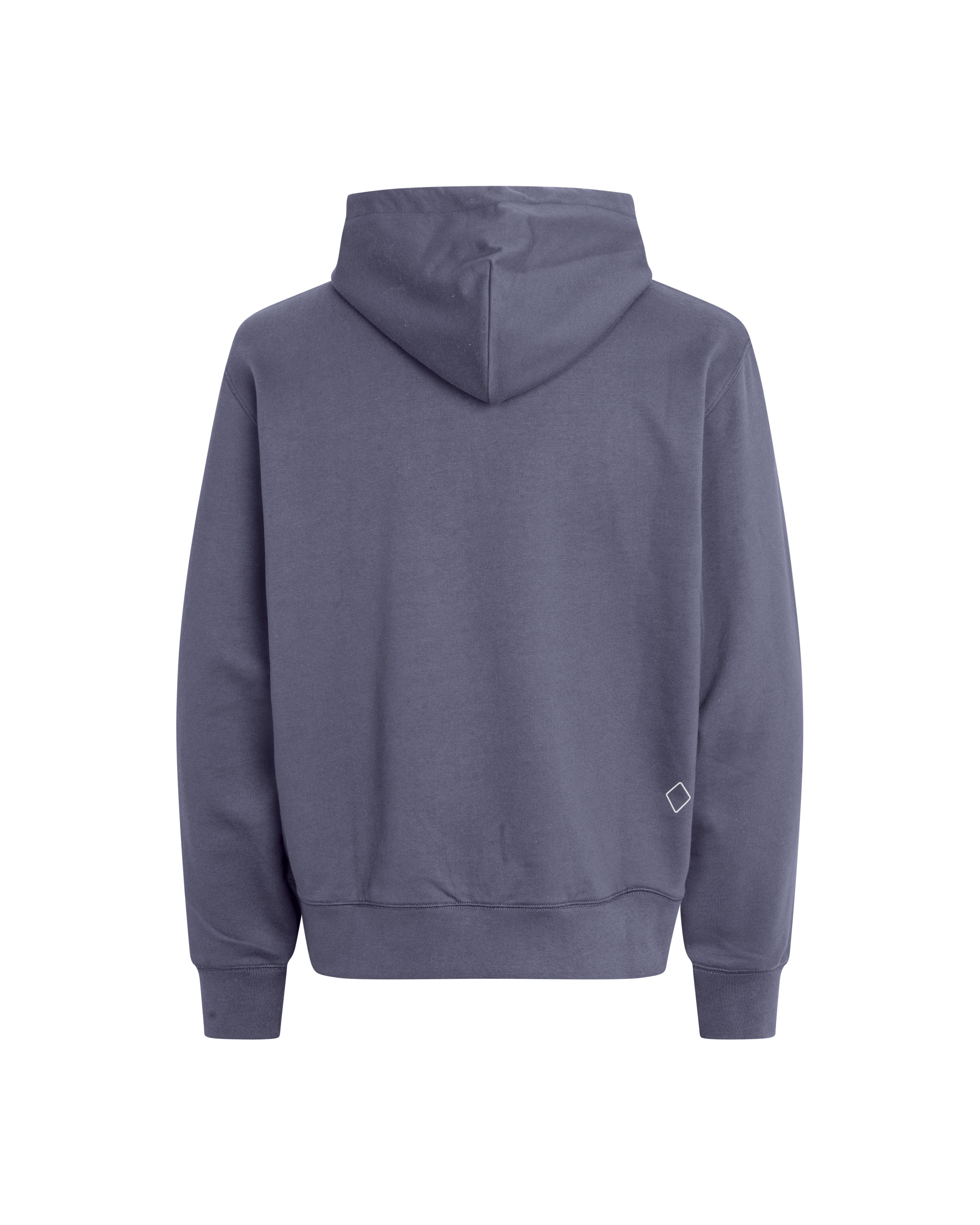 Steel Off-Race hoodie, rear view with diamond logo on lower right