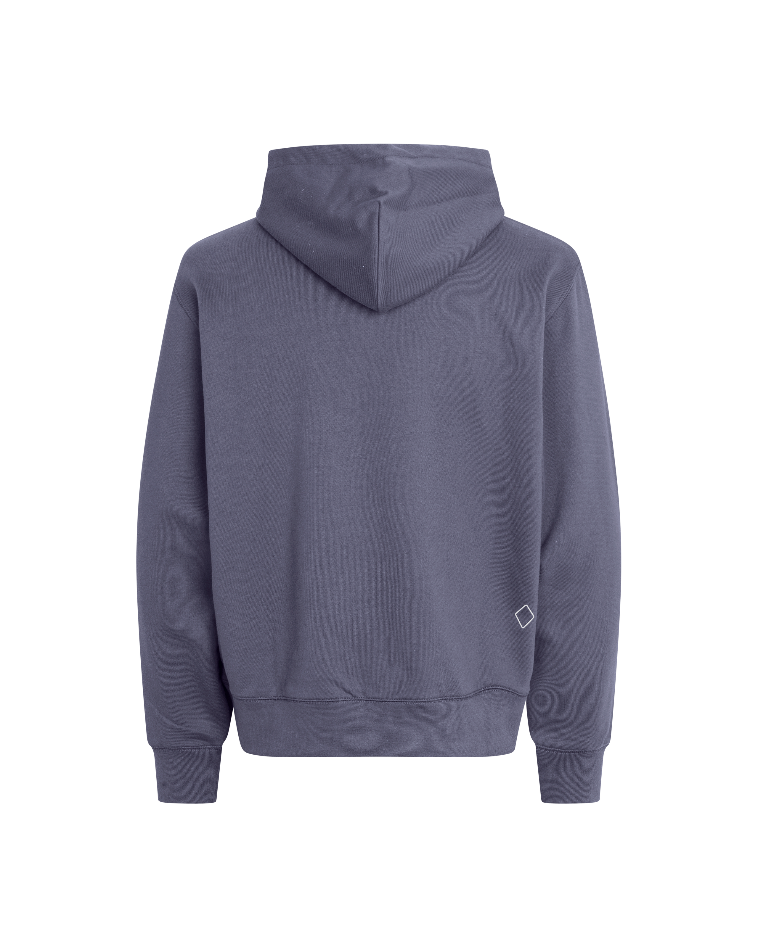 Steel Off-Race hoodie, rear view with diamond logo on lower right