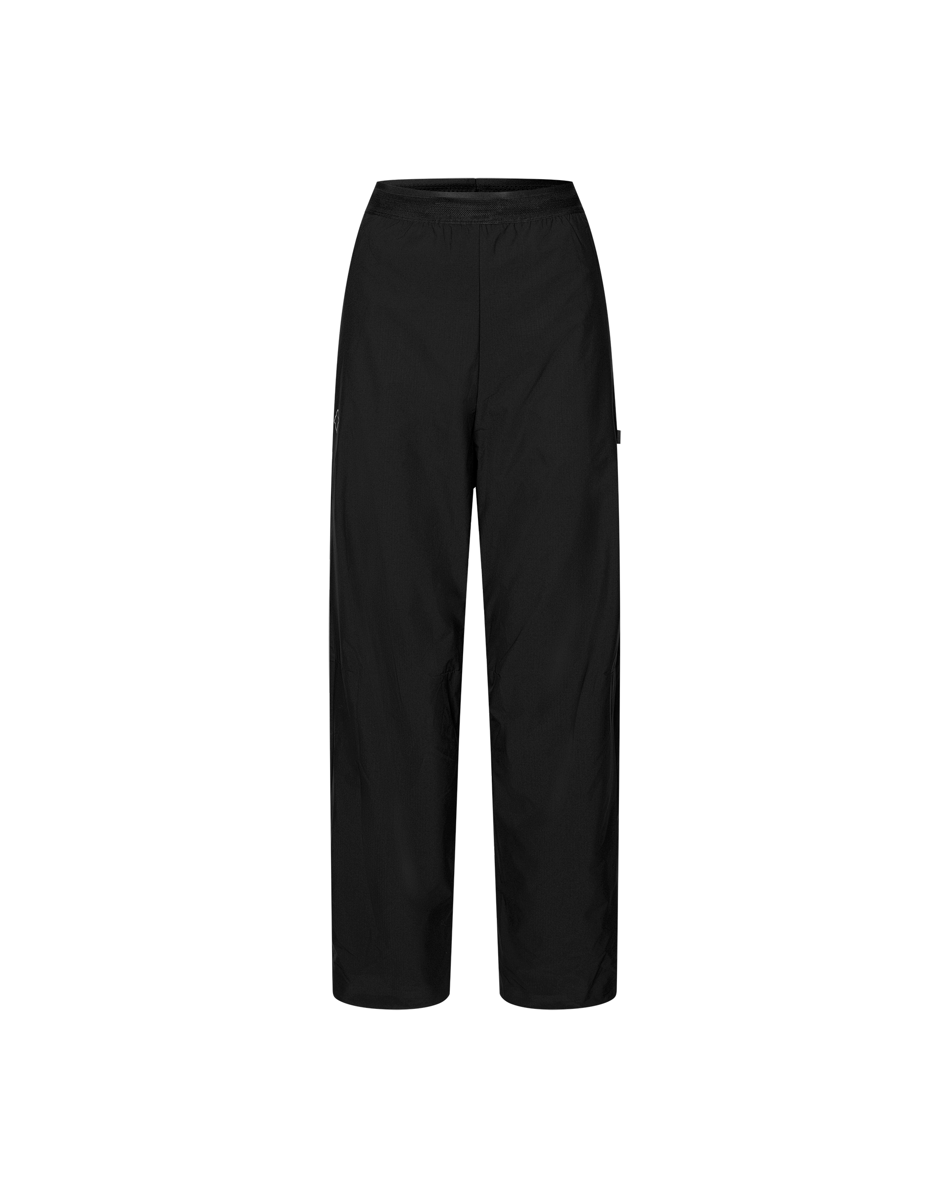 Black Balance Performance pants, front flat lay with elastic waistband and side pocket detail