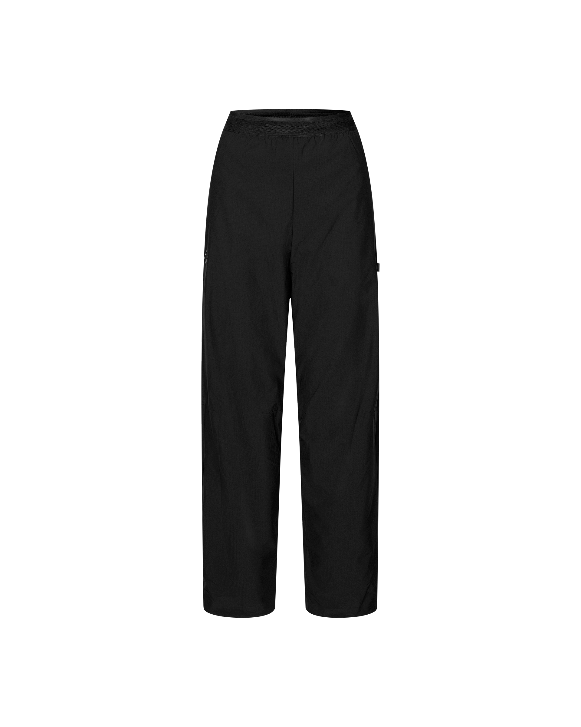 Black Balance Performance pants, front flat lay with elastic waistband and side pocket detail