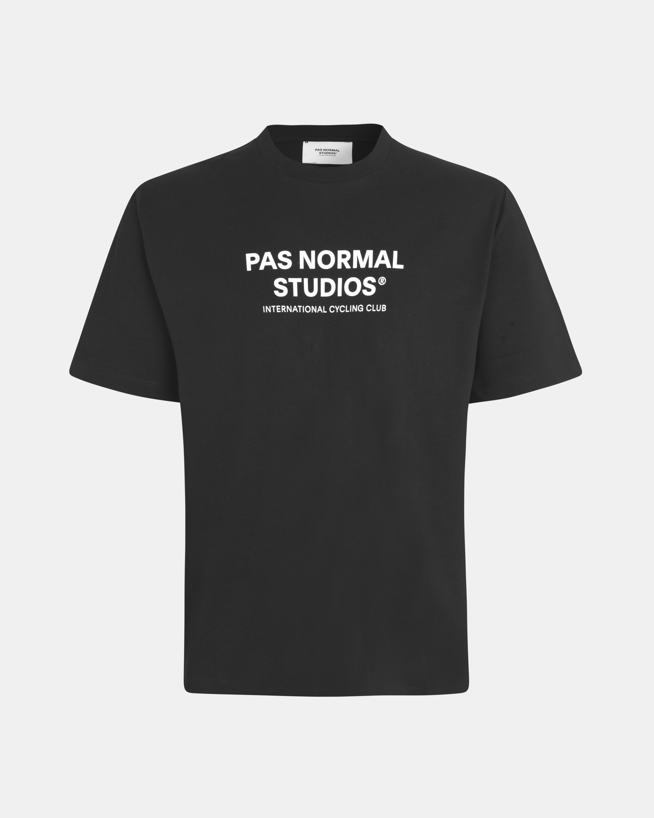Black Off-Race Logo t-shirt, front flat lay with white chest logo print