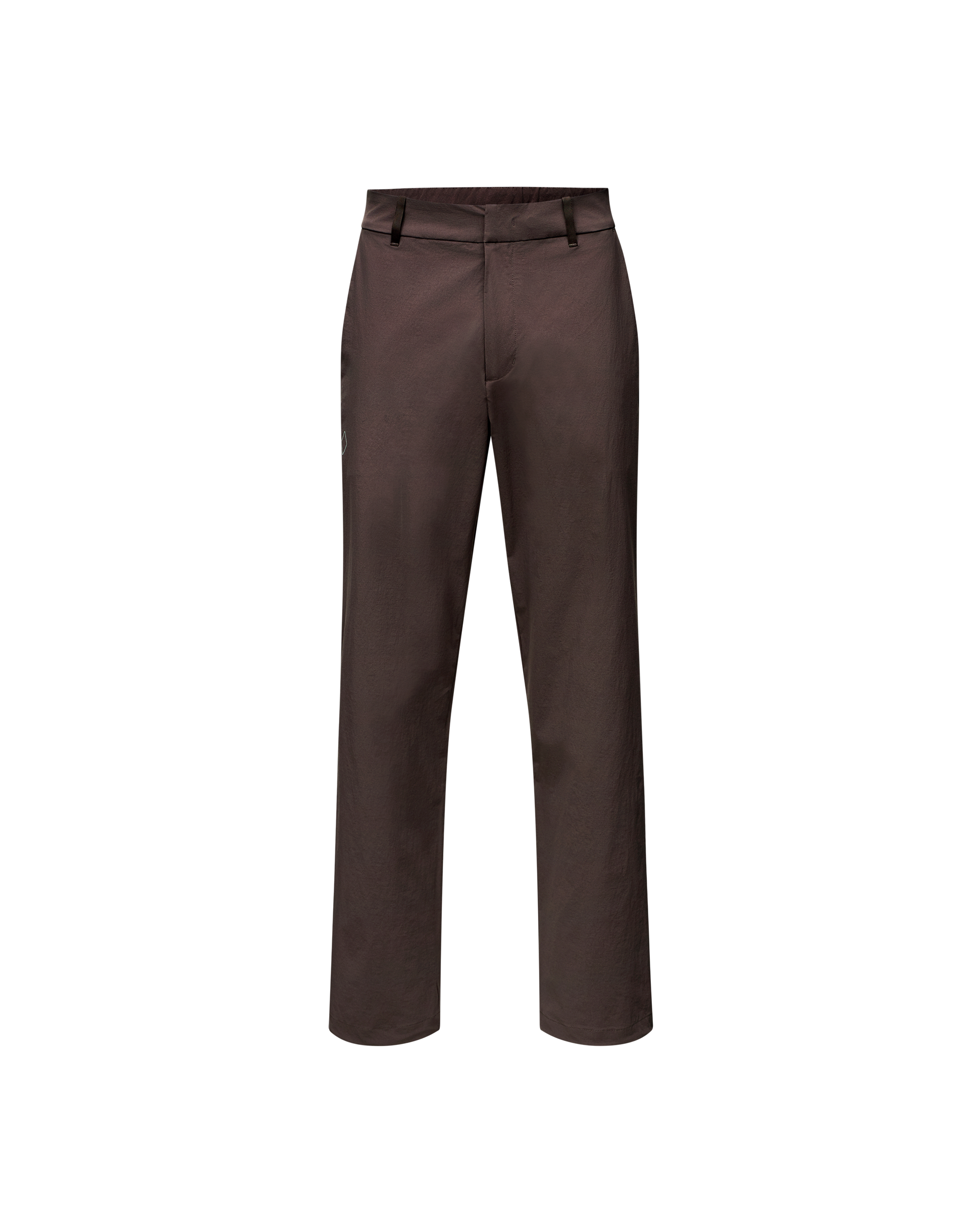 Dark Purple Off-Race Tech pants, front flat lay with tailored waistband and belt loops