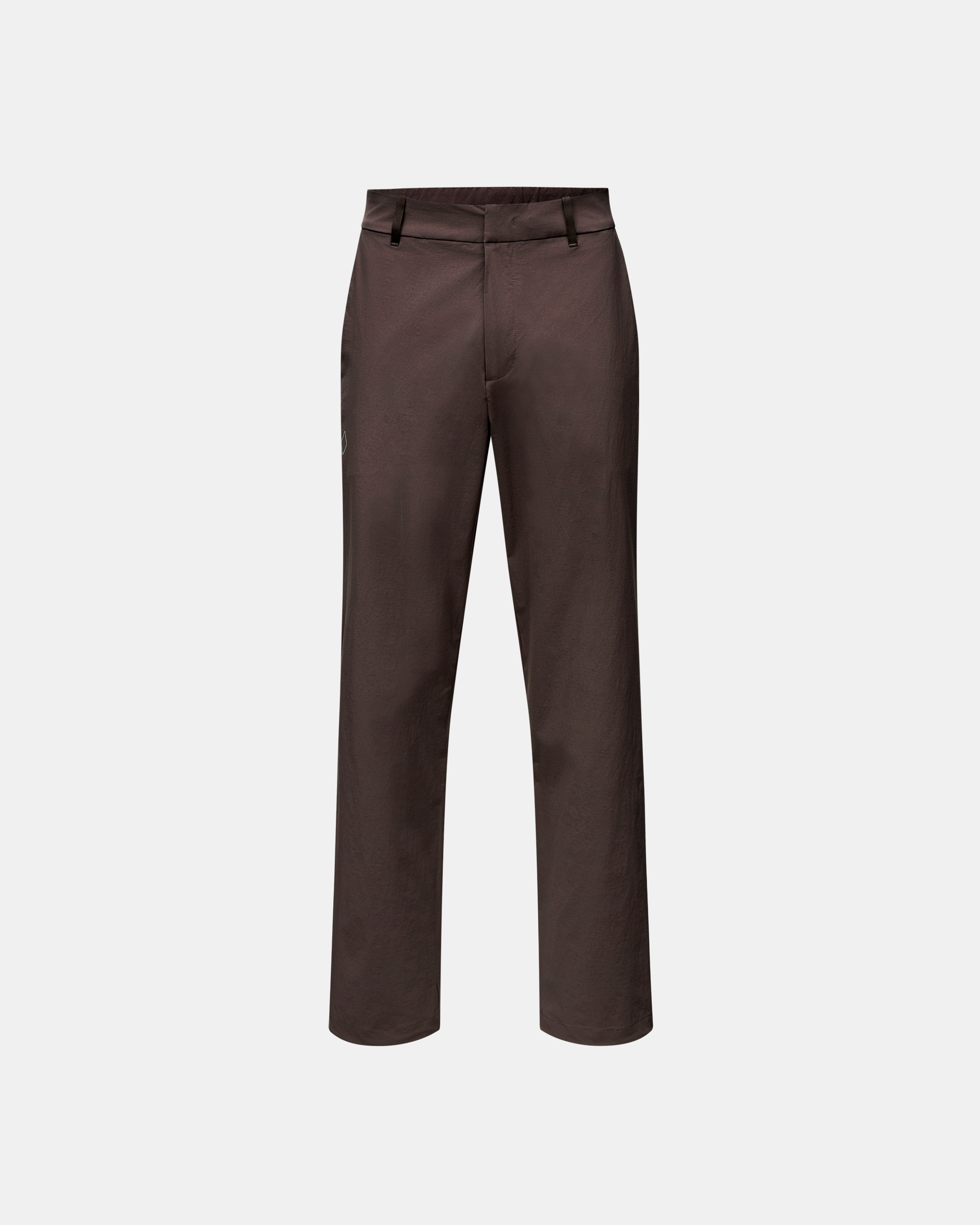 Dark Purple Off-Race Tech pants, front flat lay with tailored waistband and belt loops