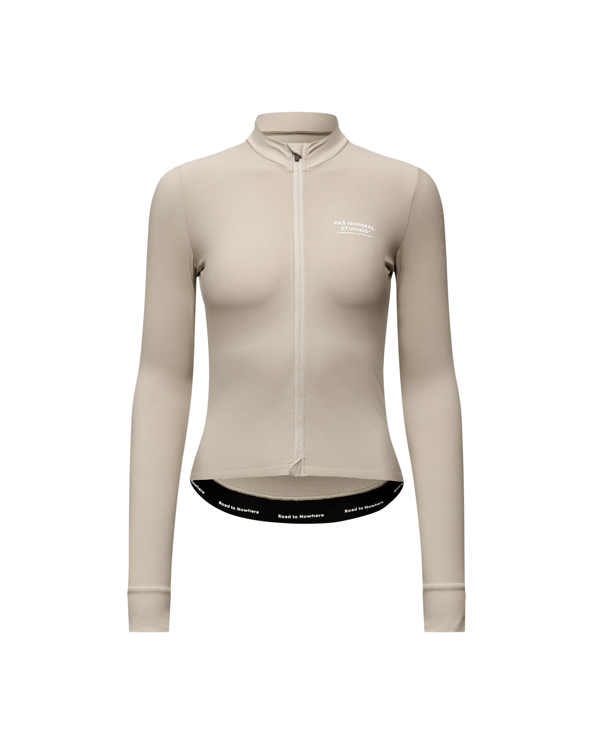 Haze Mechanism long sleeve cycling jersey, front view with full zip and white chest logo