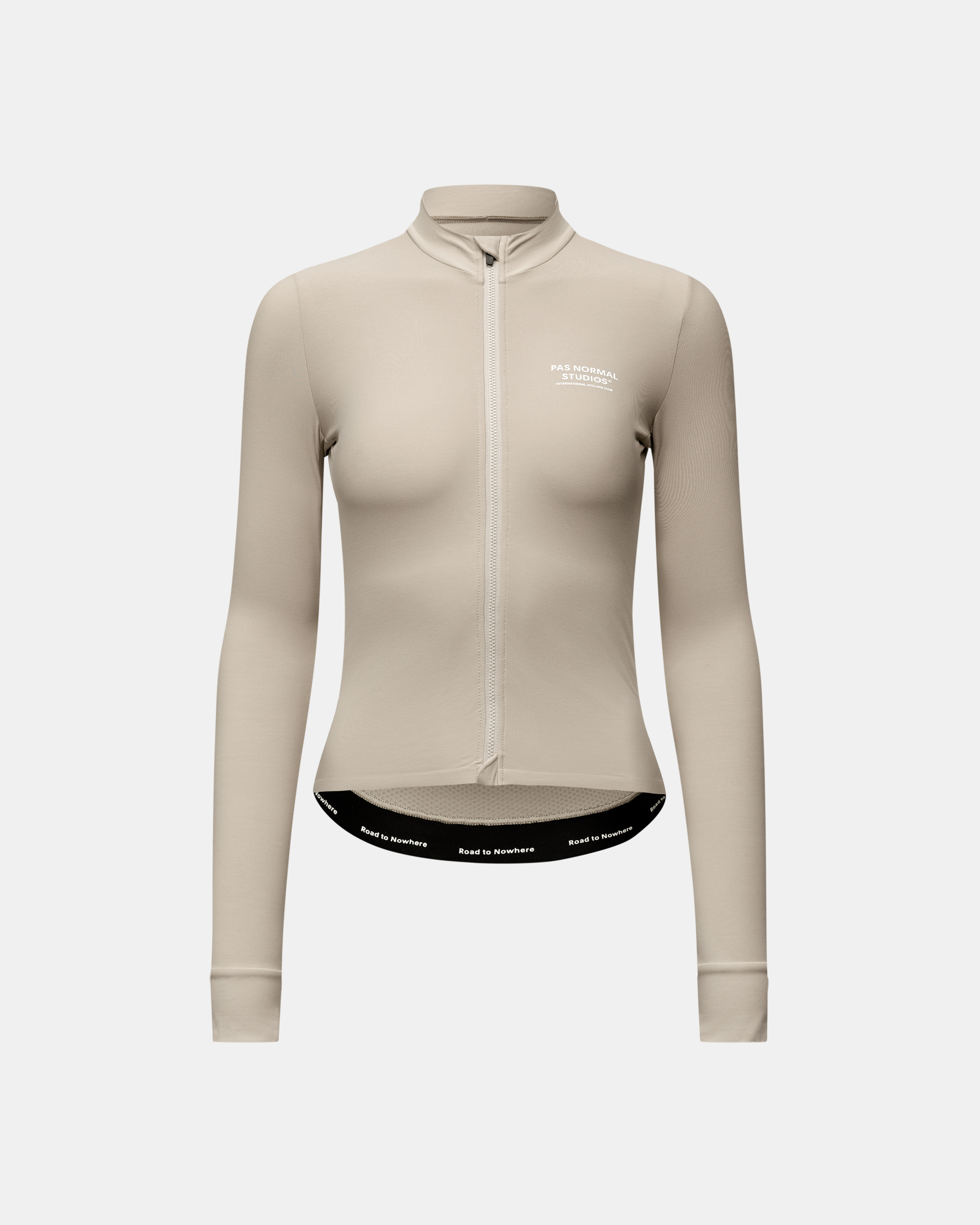 Haze Mechanism long sleeve cycling jersey, front view with full zip and white chest logo