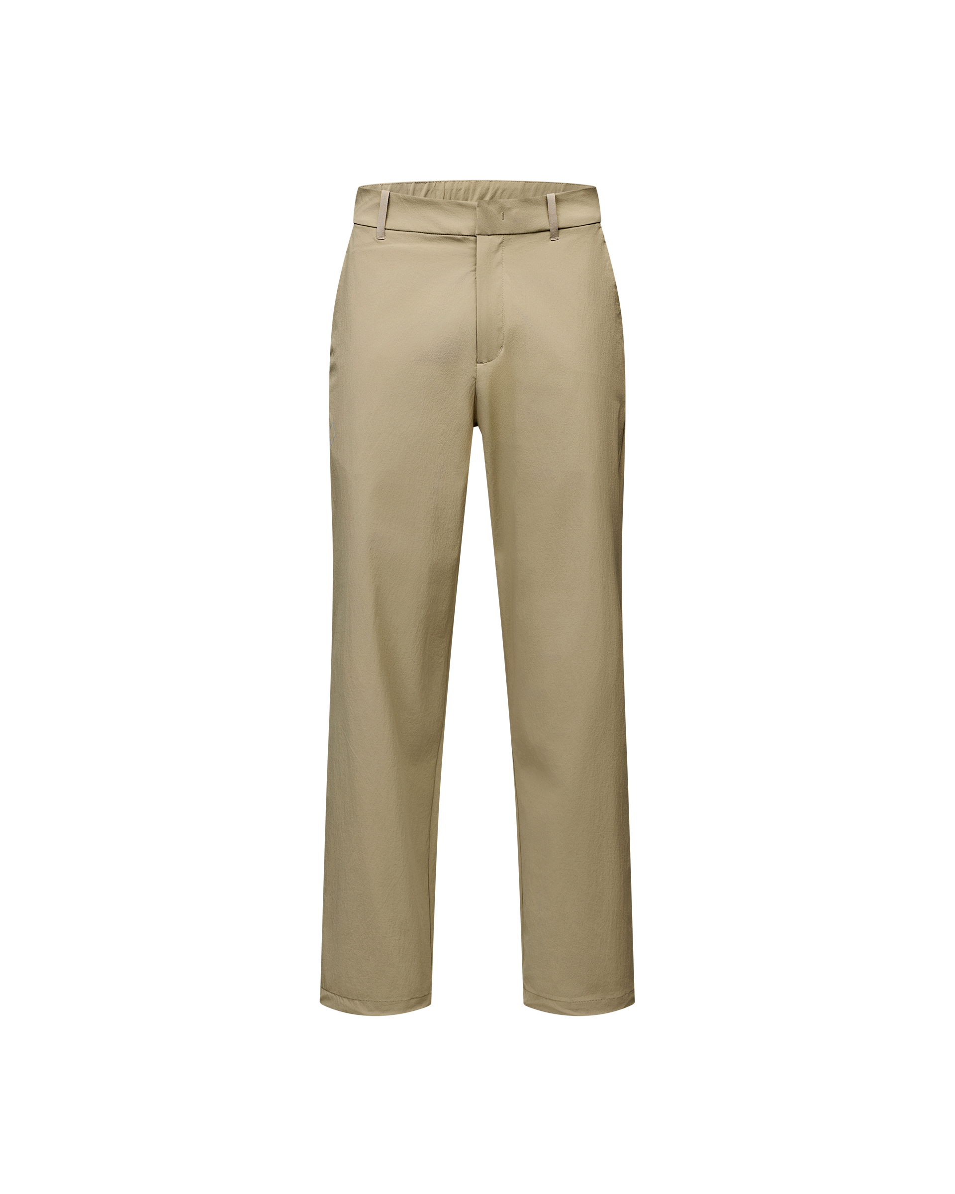 Dusty Earth khaki Off-Race Tech pants, front flat lay with belt loops and side pocket