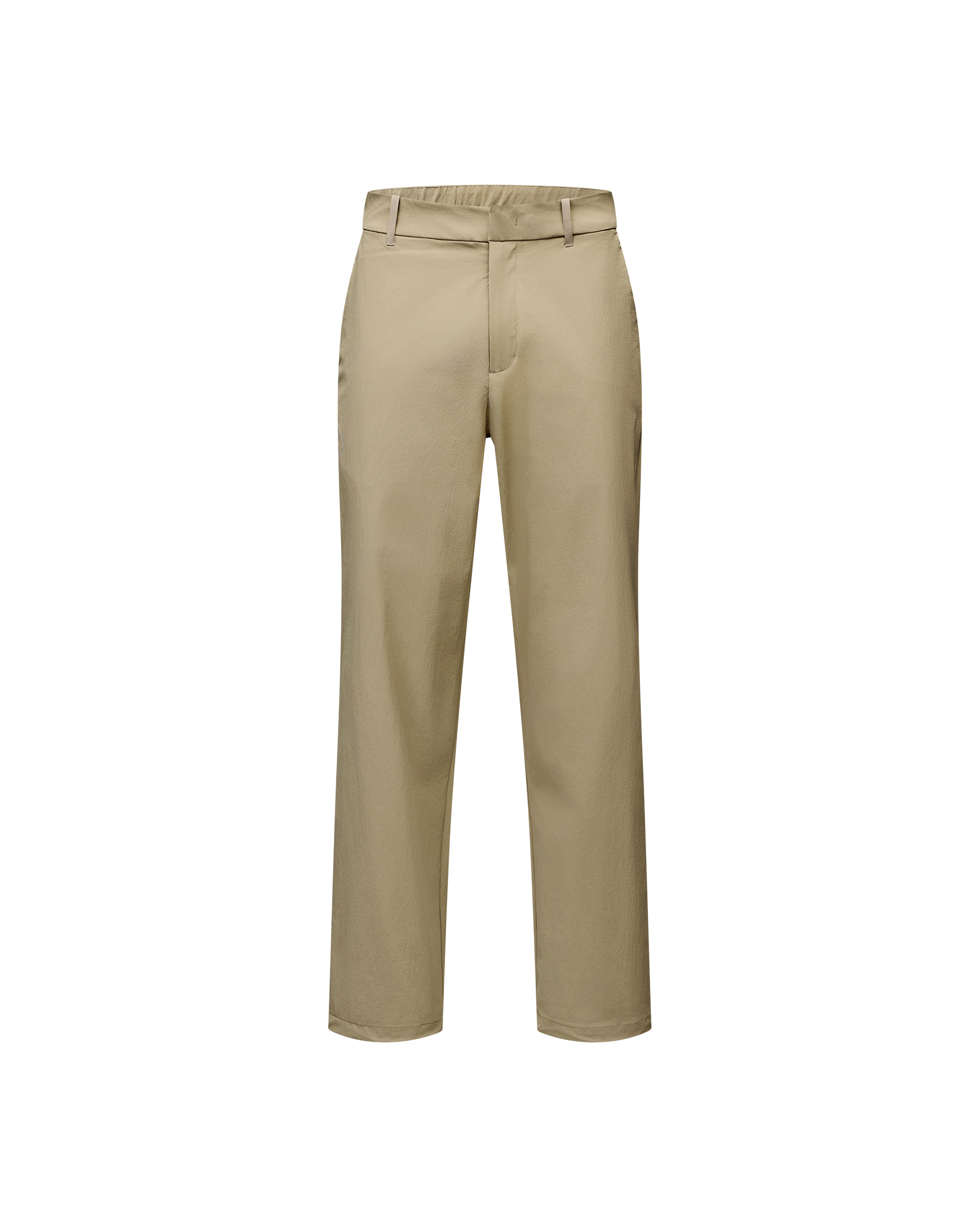 Dusty Earth khaki Off-Race Tech pants, front flat lay with belt loops and side pocket