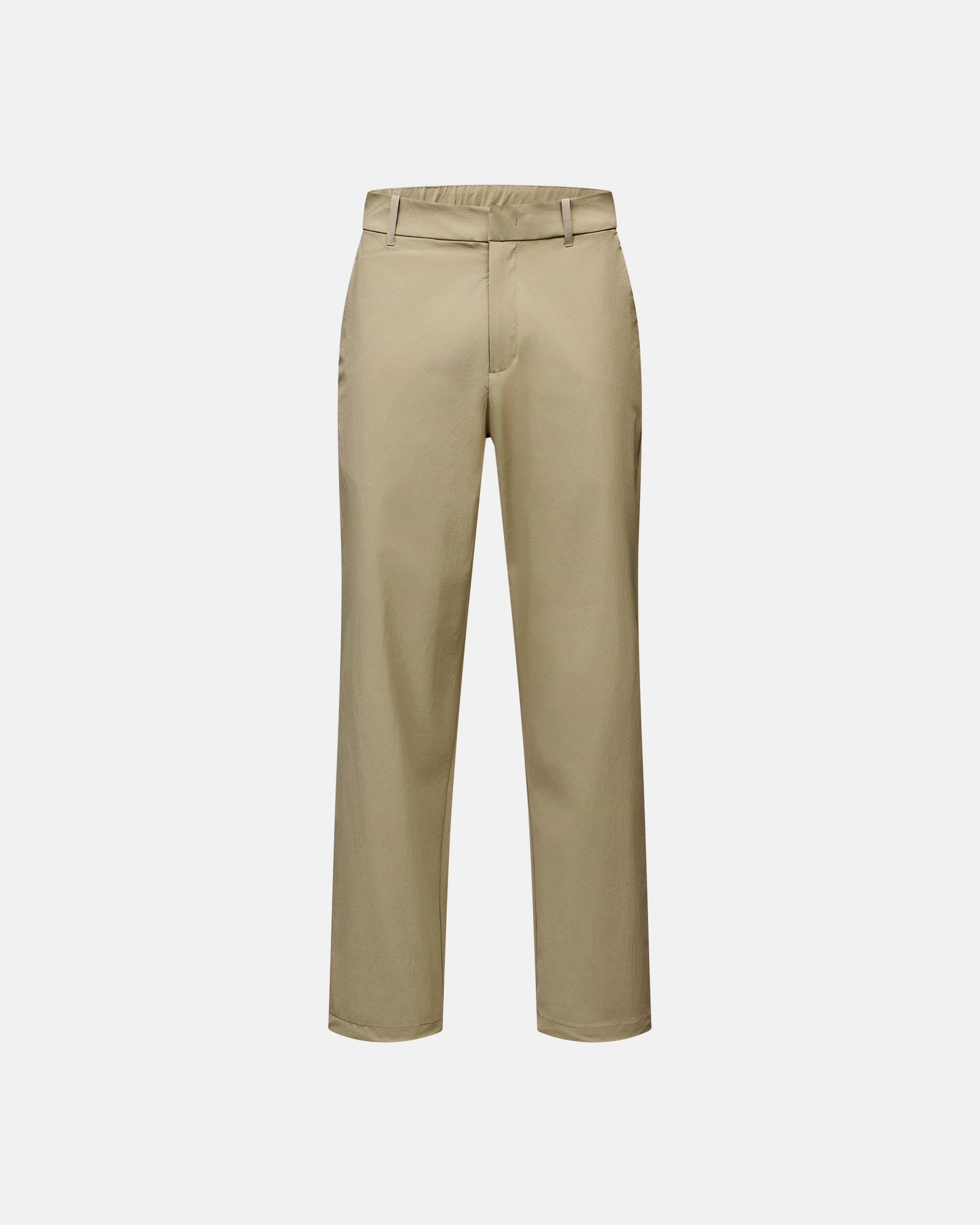 Dusty Earth khaki Off-Race Tech pants, front flat lay with belt loops and side pocket