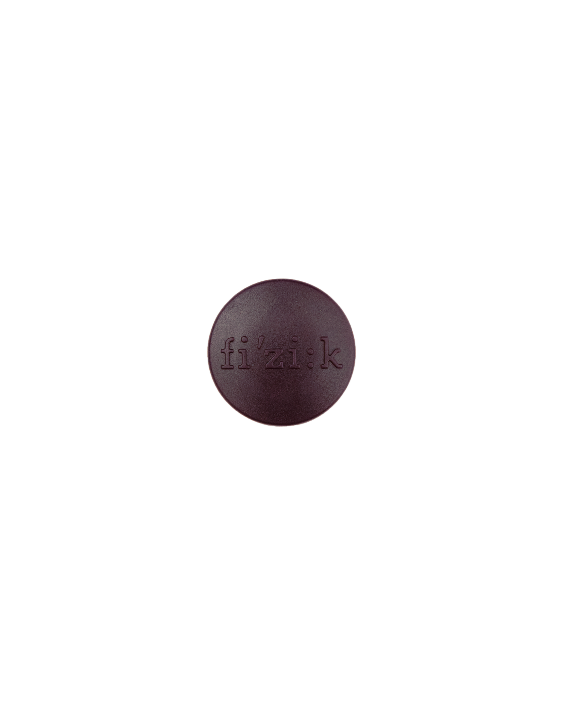 Black Fizik bar tape end cap with embossed logo branding
