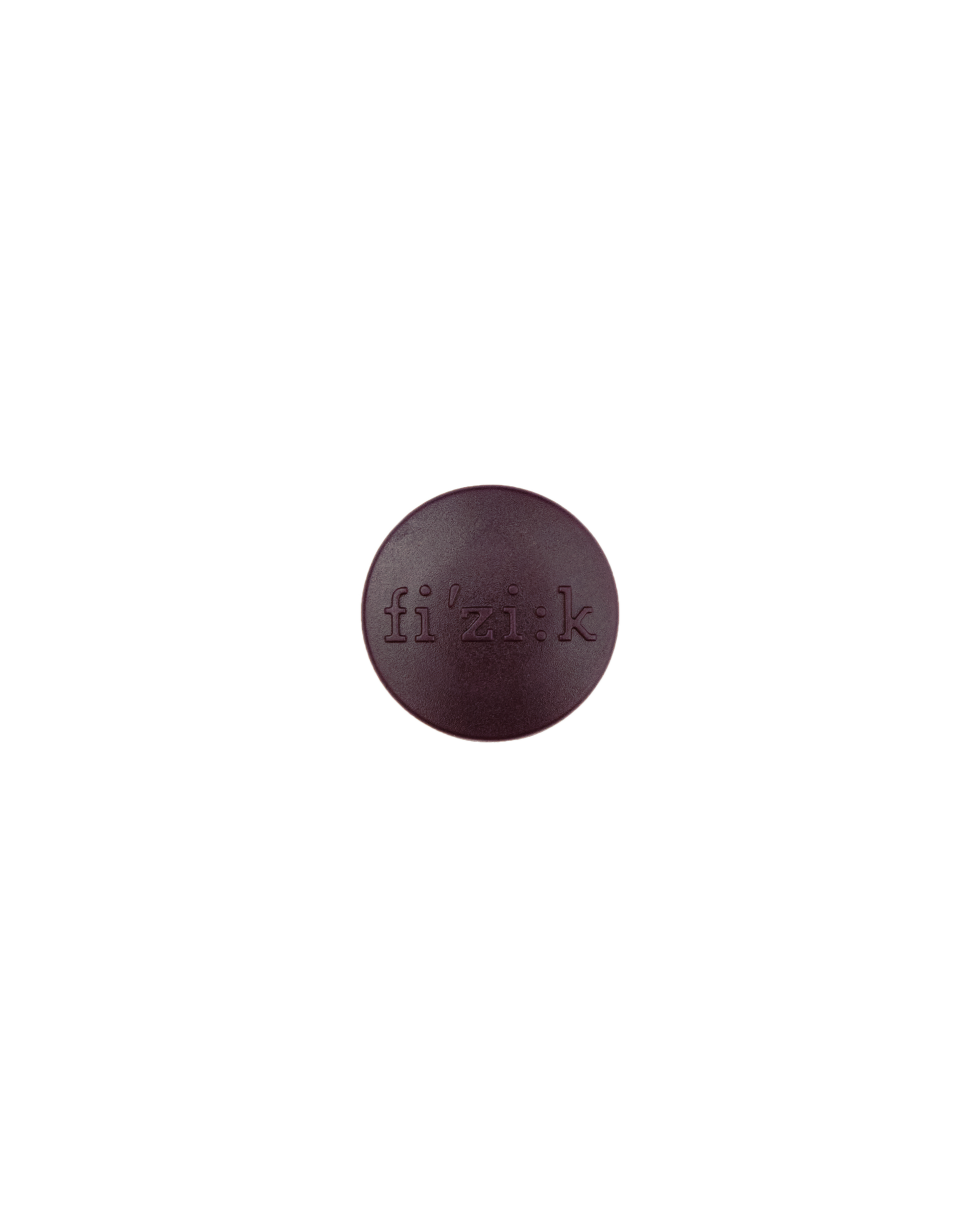 Black Fizik bar tape end cap with embossed logo branding