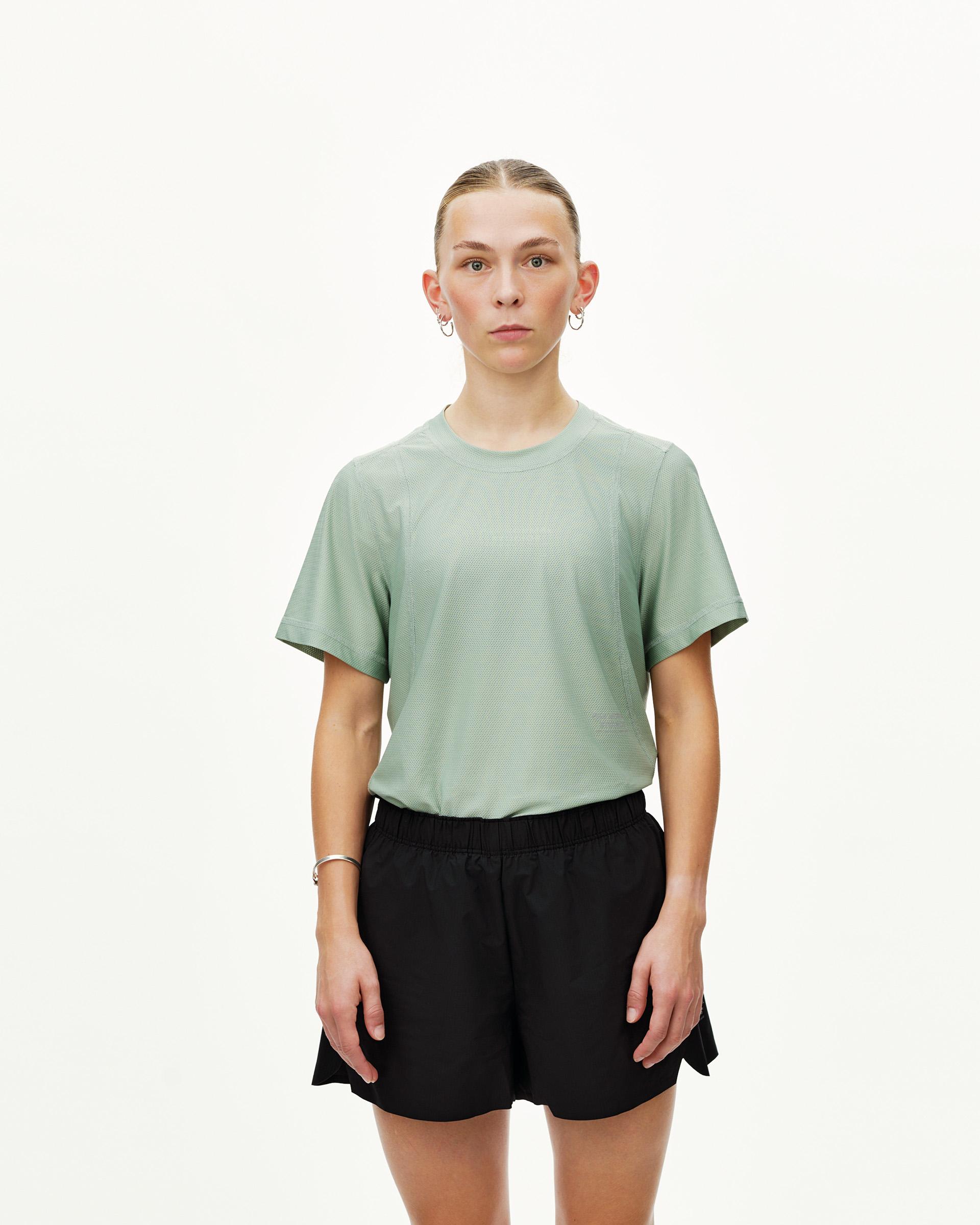 Black Balance shorts on model, front view with elastic waistband