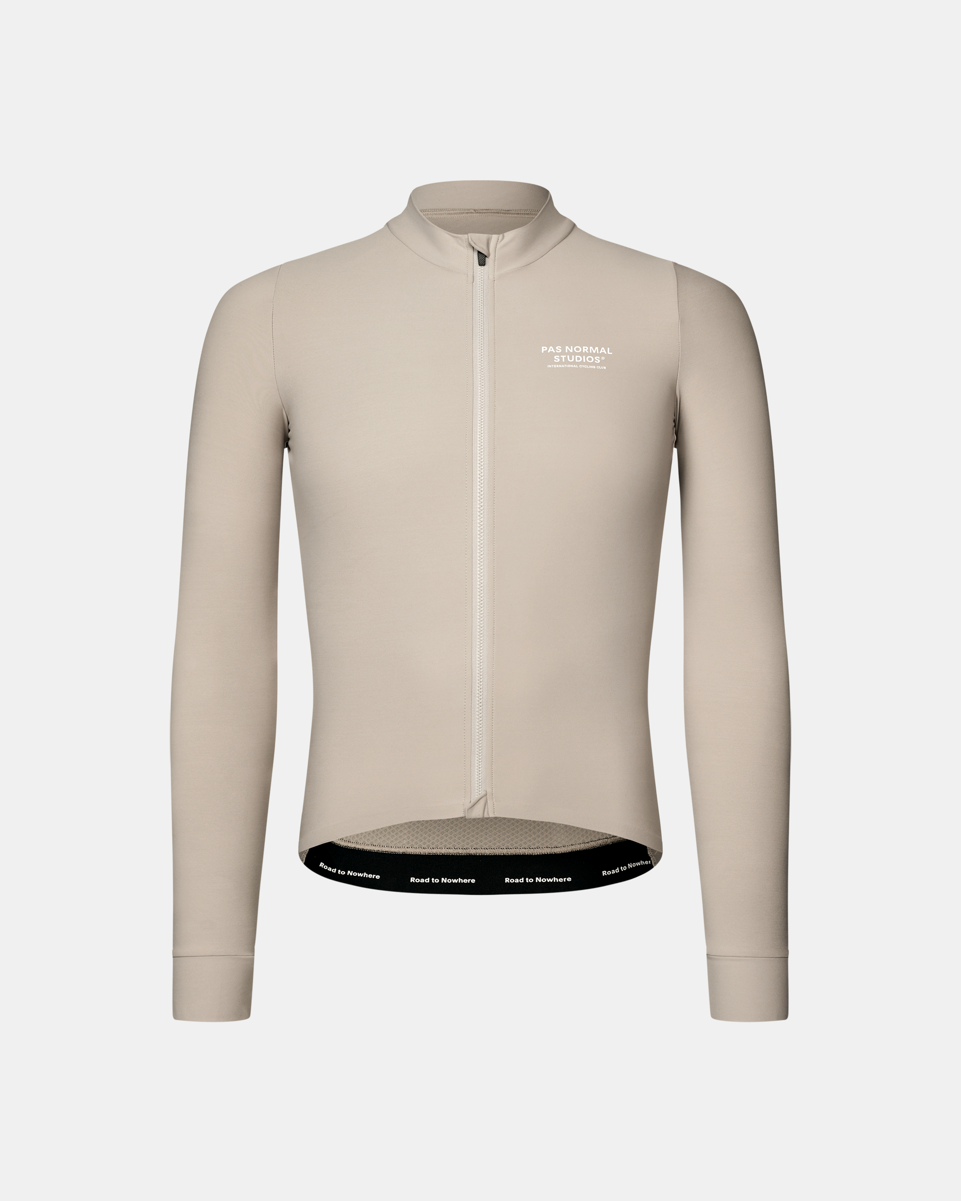 Haze Mechanism long sleeve cycling jersey, front view with full zip and white chest logo
