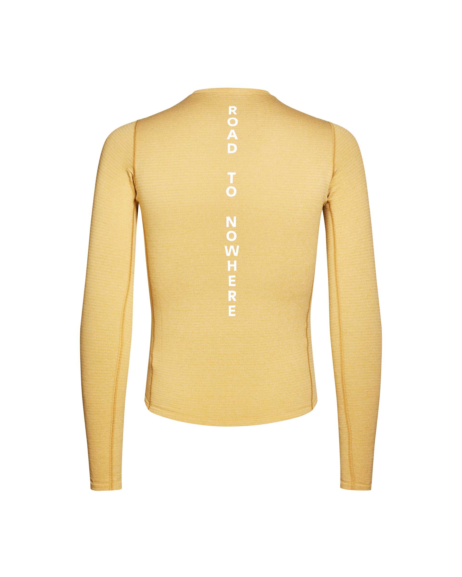 Camel Thermal long sleeve base layer, rear view with white Road To Nowhere text
