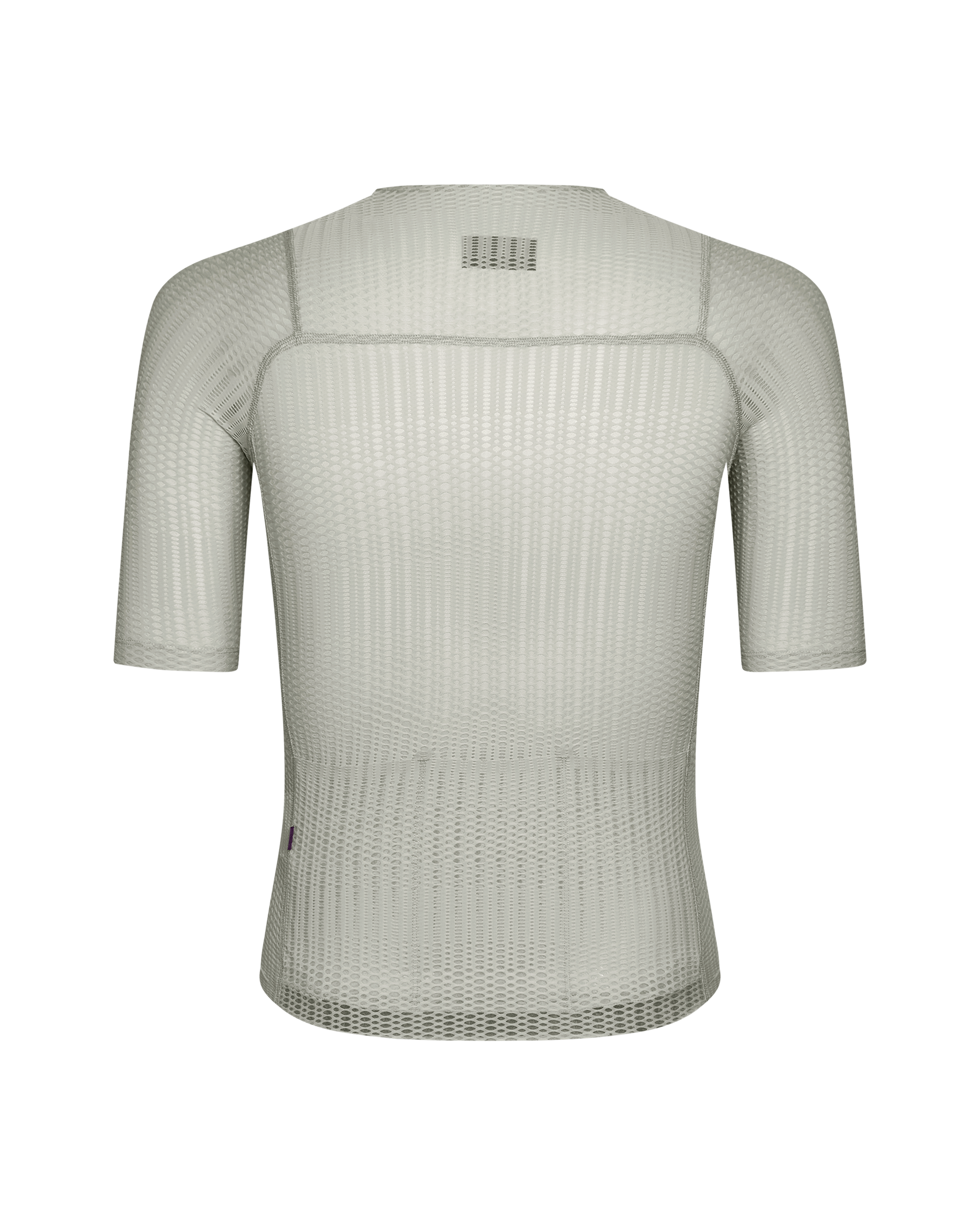 Light Grey PAS Mechanism Pro Zipless cycling jersey, rear view with mesh construction and contrast stitching