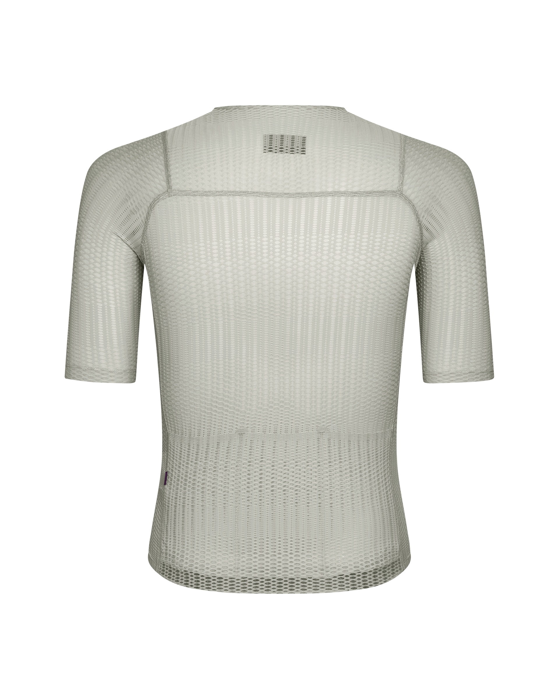 Light Grey PAS Mechanism Pro Zipless cycling jersey, rear view with mesh construction and contrast stitching