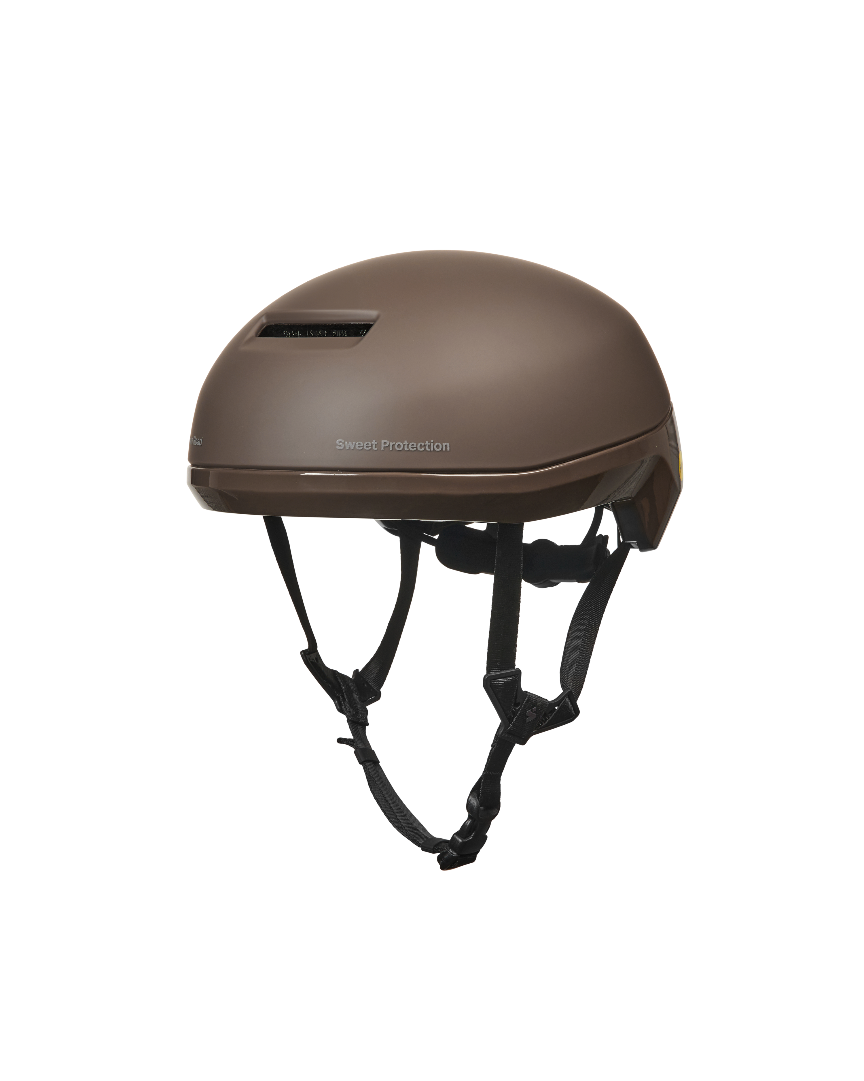 Brown Sweet Protection Commuter Mips cycling helmet, three-quarter view with minimalist shell design
